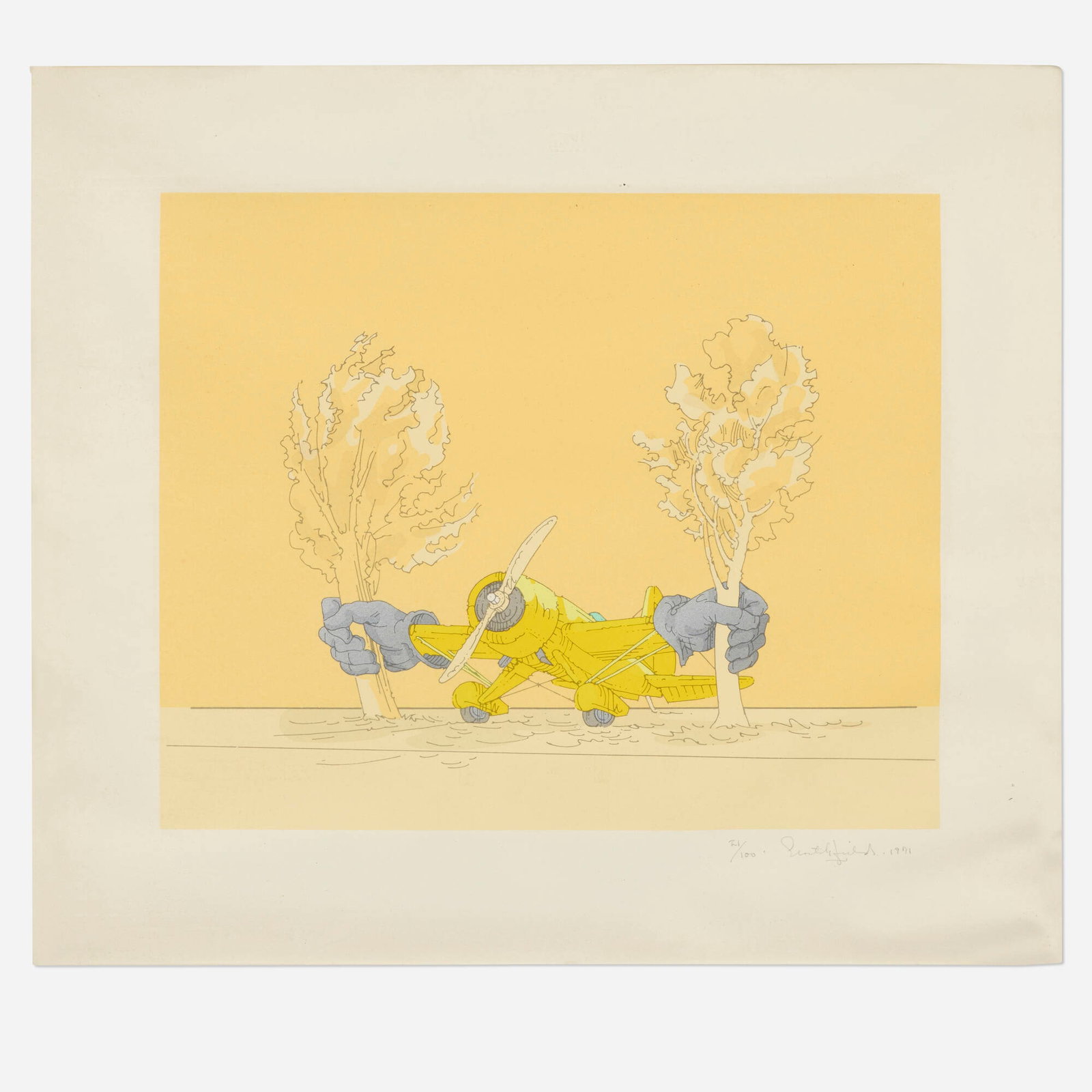 Artist Unknown, Untitled: Artist Unknown Untitled 1971 screenprint in colors image: 10 h x 12.375 w in (25 x 31 cm) sheet: 14.375 h x 16.5 w in (37 x 42 cm) Signed illegibly, dated and numbered to lower right '21/100