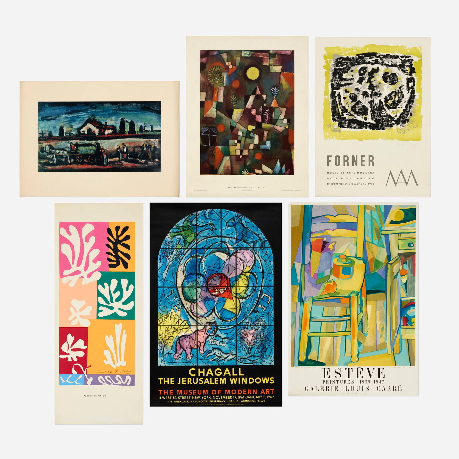 Various Artists, Six posters from the collection of Monroe Wheeler: Various Artists Six posters from the collection of Monroe Wheeler 1960-62 screenprint in colors; lithograph in colors sheet (largest): 31.5 h x 20.375 w in (80 x 52 cm) sheet (smallest): 18 h x 25 w