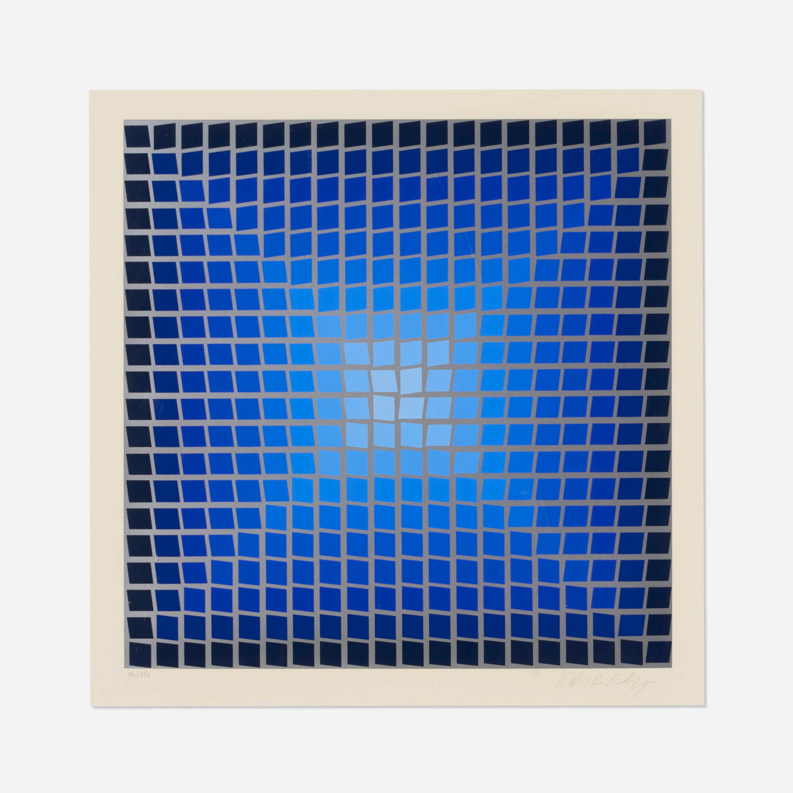 Victor Vasarely, Untitled: Victor Vasarely Untitled c. 1965 screenprint in colors image: 15.5 h x 15.5 w in (39 x 39 cm) sheet: 22 h x 19.625 w in (56 x 50 cm) Signed and numbered to lower edge '54/250 Vasarely'. This work is