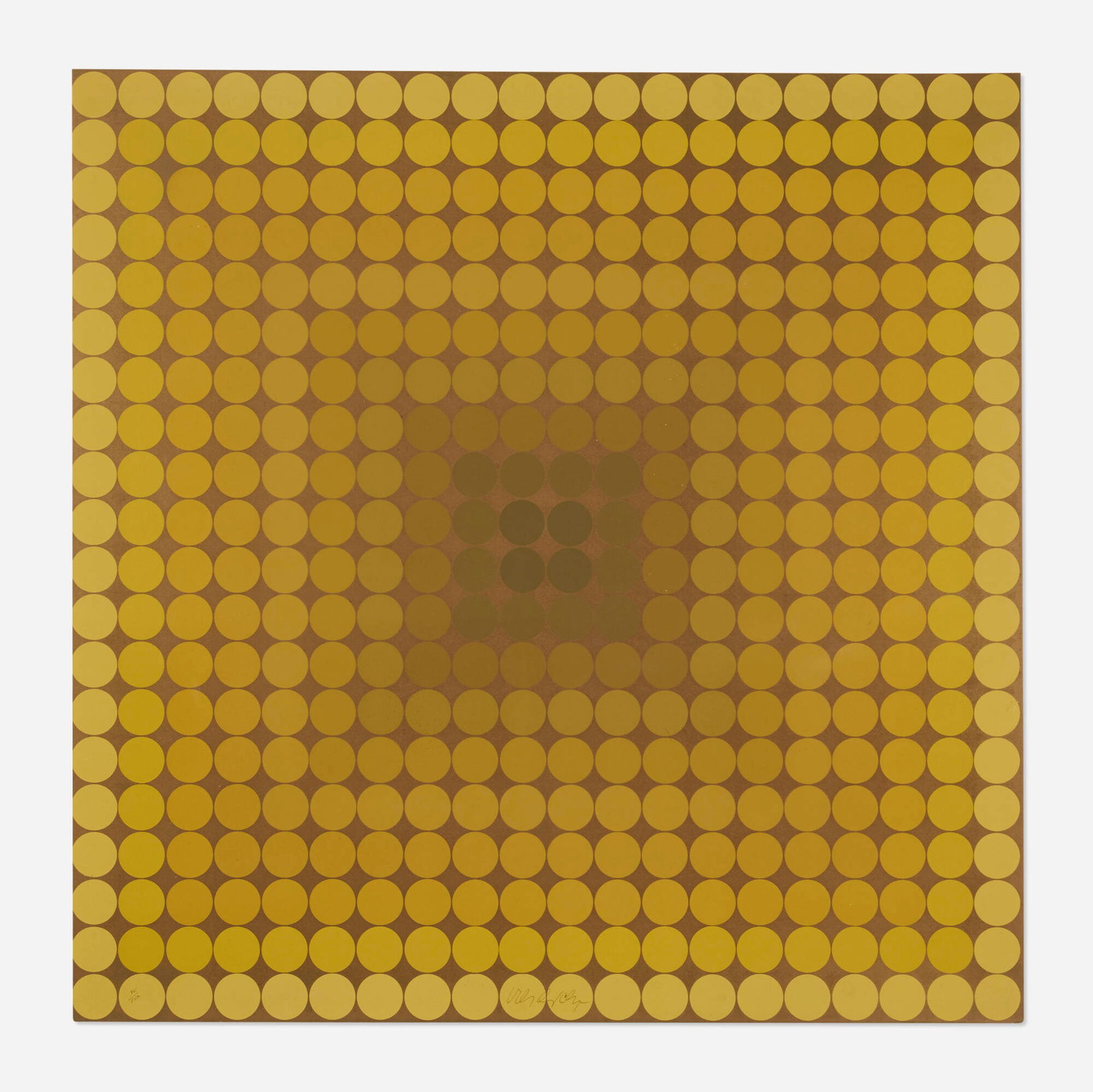 Victor Vasarely, Untitled (from the CT-102 portfolio): Victor Vasarely Untitled (from the CT-102 portfolio) 1966 screenprint in colors on Schoellershammer 27.62 h x 27.625 w in (70 x 70 cm) Signed and numbered to lower edge '94/150 Vasarely'. This work