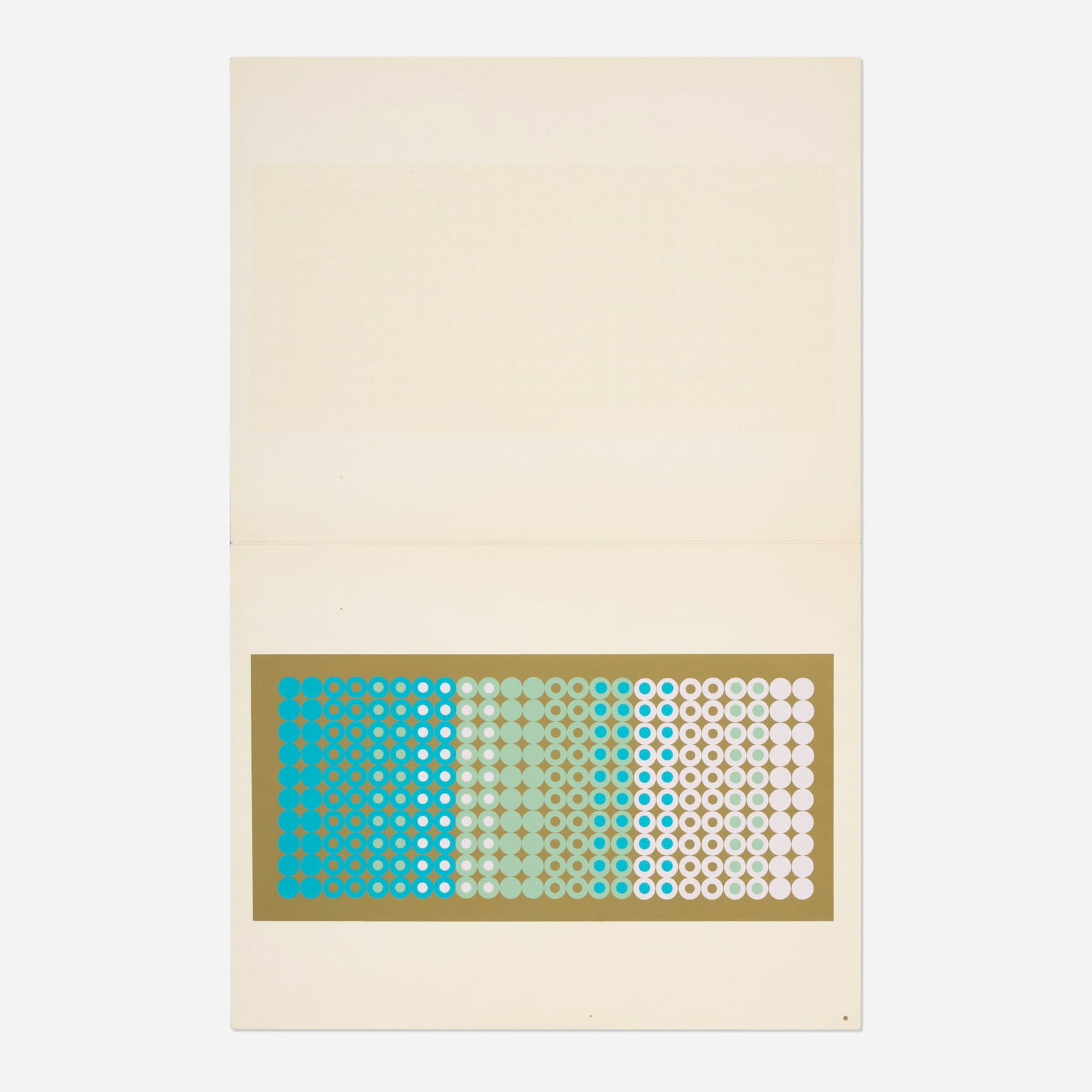 Josef Albers, Plate XII-2 (from the Interaction of Color portfolio): Josef Albers Plate XII-2 (from the Interaction of Color portfolio) 1963 / 1973 screenprint in colors image: 5.5 h x 12 w in (14 x 30 cm) sheet (folded): 10 h x 13 w in (25 x 33 cm) sheet (open):
