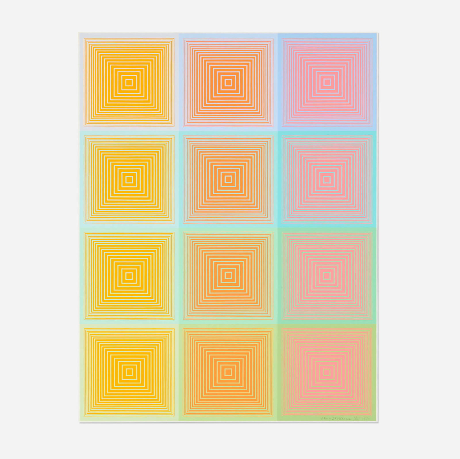 Richard Anuszkiewicz, System (from the Inward Eye portfolio): Richard Anuszkiewicz System (from the Inward Eye portfolio) 1970 screenprint in colors image: 25.5 h x 19.5 w in (65 x 50 cm) sheet: 25.75 h x 19.75 w in (65 x 50 cm) Signed, dated, and numb