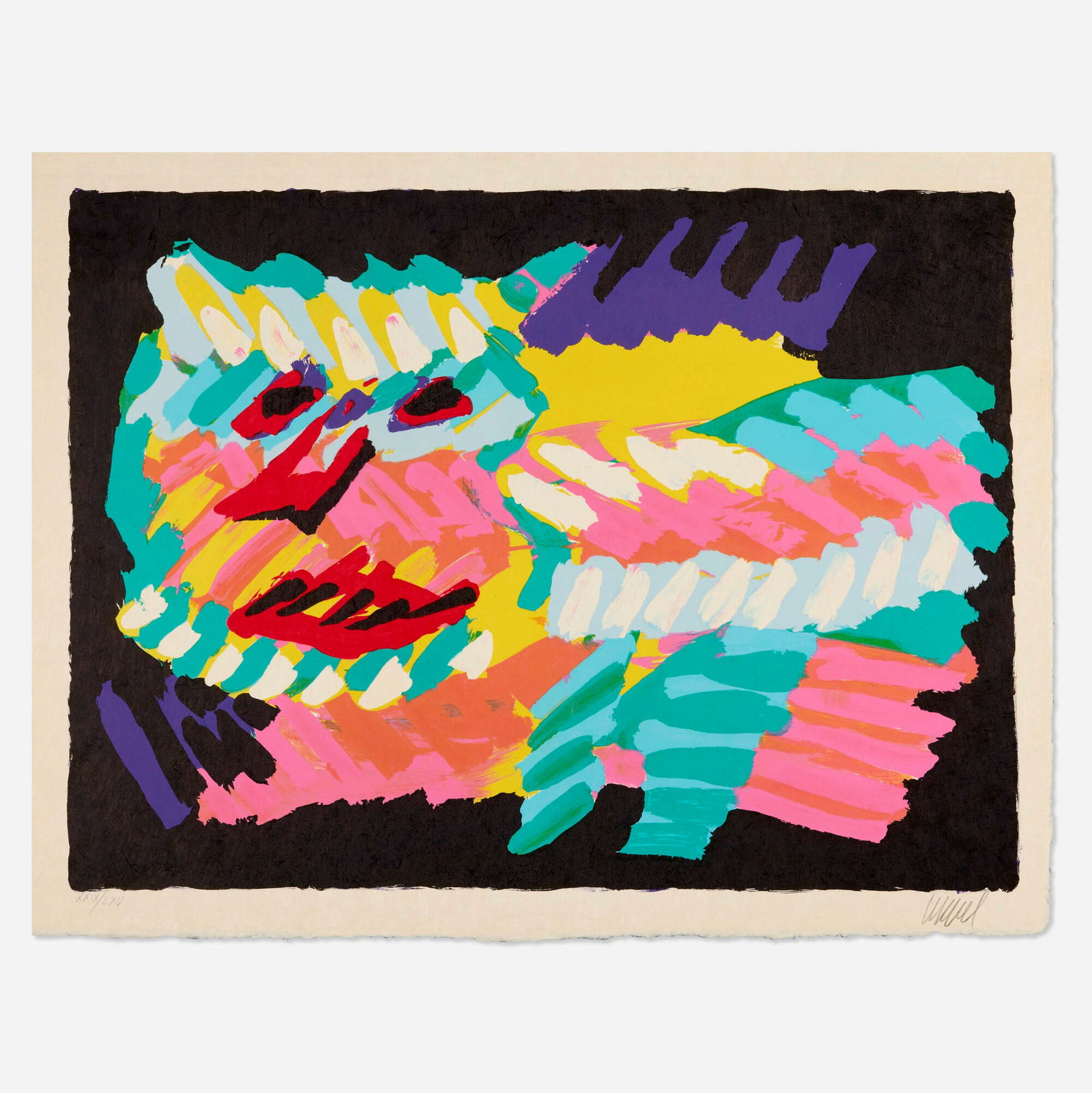 Karel Appel, Pink Cat (from the Cats portfolio): Karel Appel Pink Cat (from the Cats portfolio) 1978 screenprint in colors on Japon image: 22.125 h x 29.625 w in (56 x 75 cm) sheet: 25 h x 32.375 w in (63 x 82 cm) Signed and numbered to lo