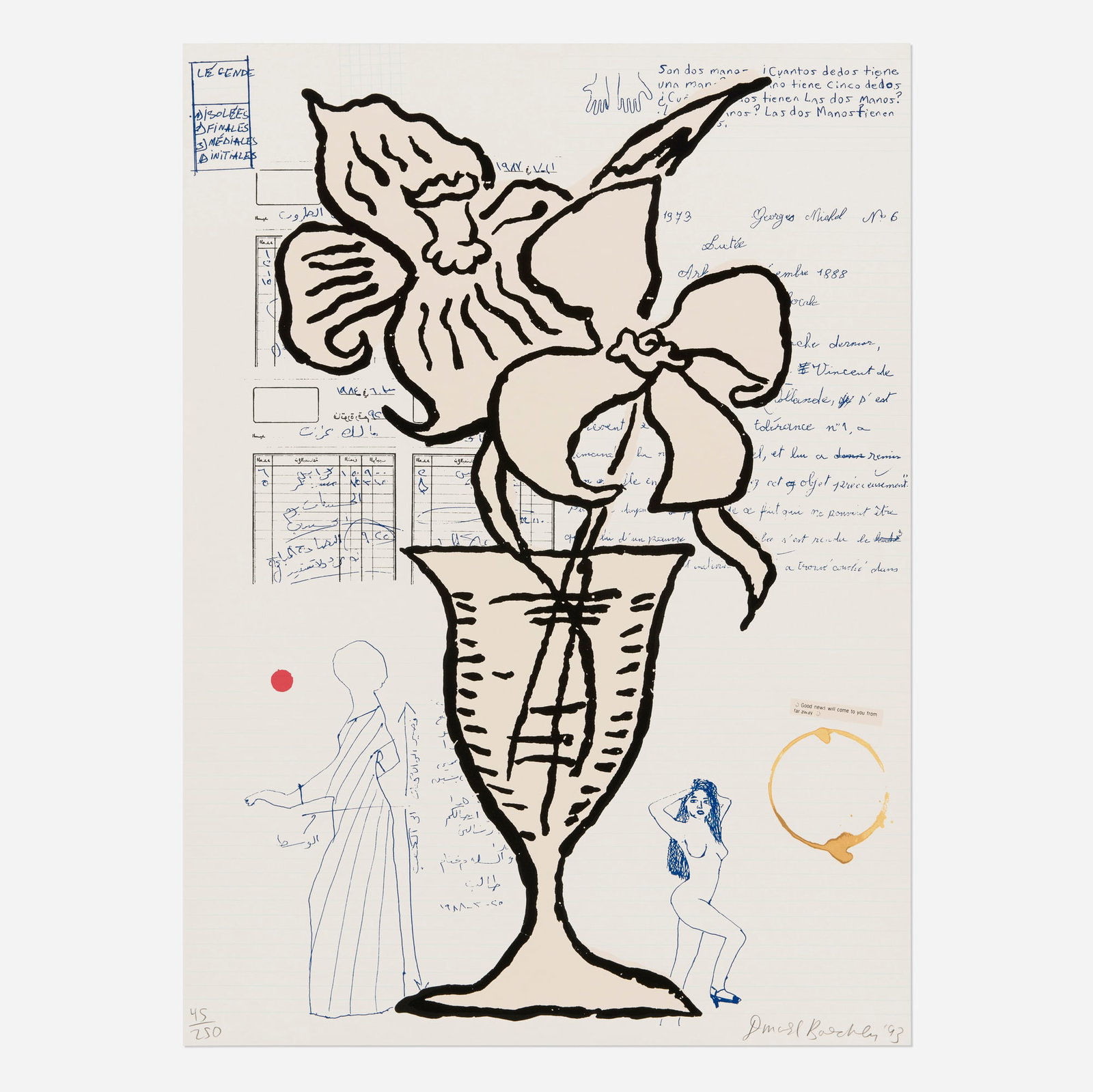 Donald Baechler, Untitled (Flowers), for BAM: Donald Baechler Untitled (Flowers), for BAM 1993 screenprint in colors 36.875 h x 27.125 w in (94 x 69 cm) Signed, dated, and numbered to lower edge '45/250 Donald Baechler '93'. This