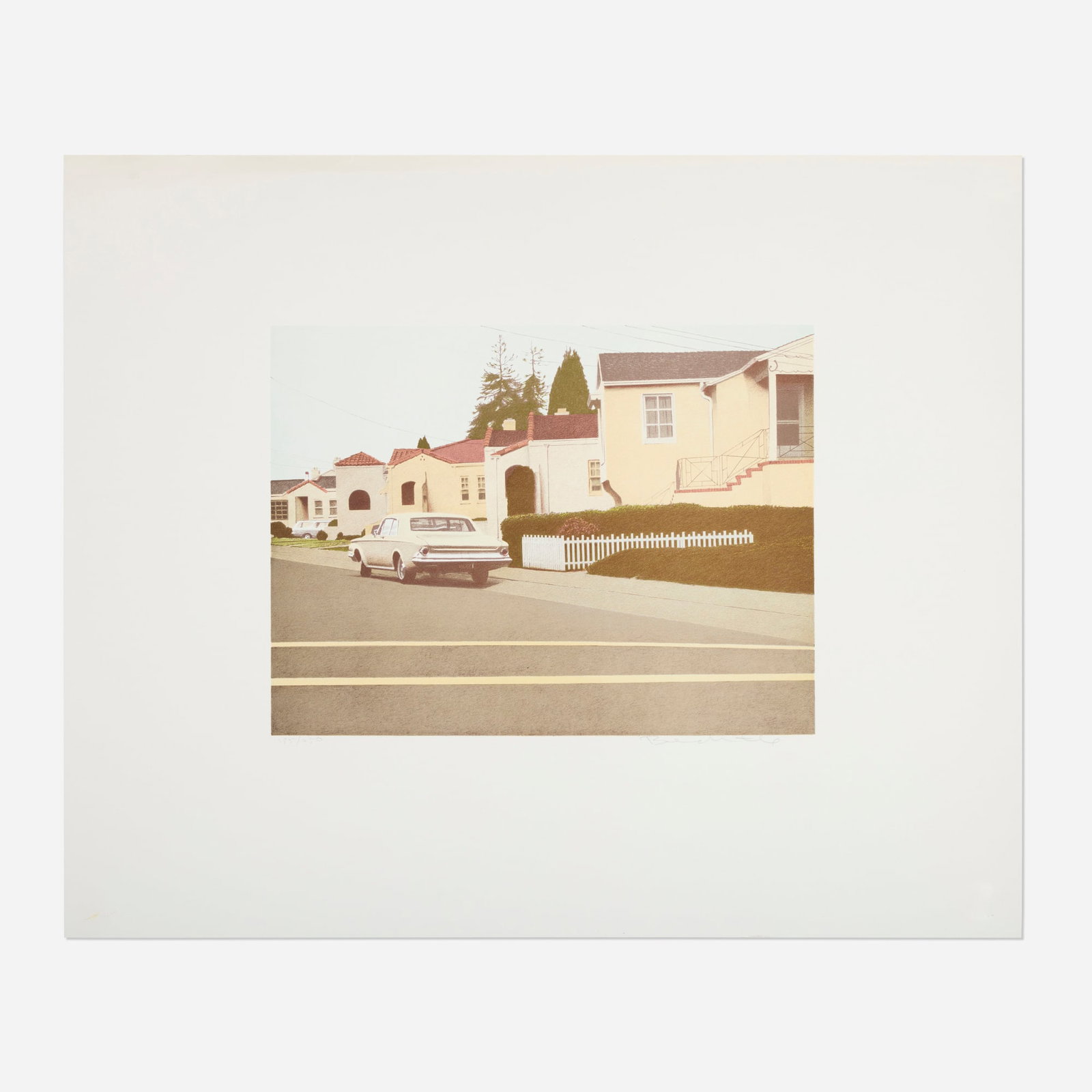 Robert Bechtle, '64 Chrysler: Robert Bechtle '64 Chrysler 1971 lithograph in colors image: 12 h x 15.875 w in (30 x 40 cm) sheet: 22.875 h x 28 w in (58 x 71 cm) Signed and numbered to lower edge '185/250 Robert