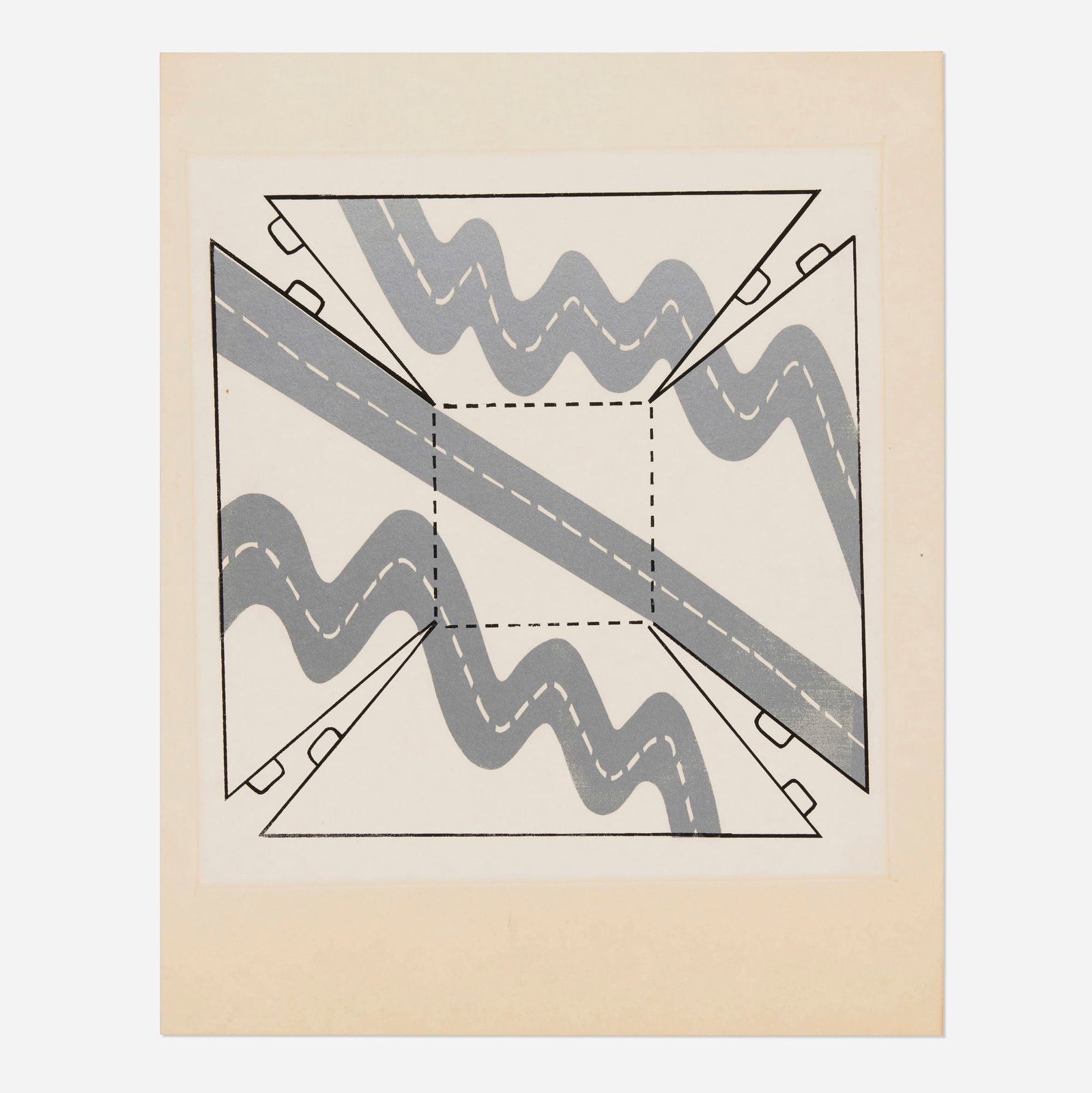 Roger Brown, Roads: Roger Brown Roads 1967 screenprint in colors image: 9.125 h x 9.125 w in (23 x 23 cm) sheet: 14 h x 11.125 w in (36 x 28 cm) This work is from the edition of unknown size printed by James Fa