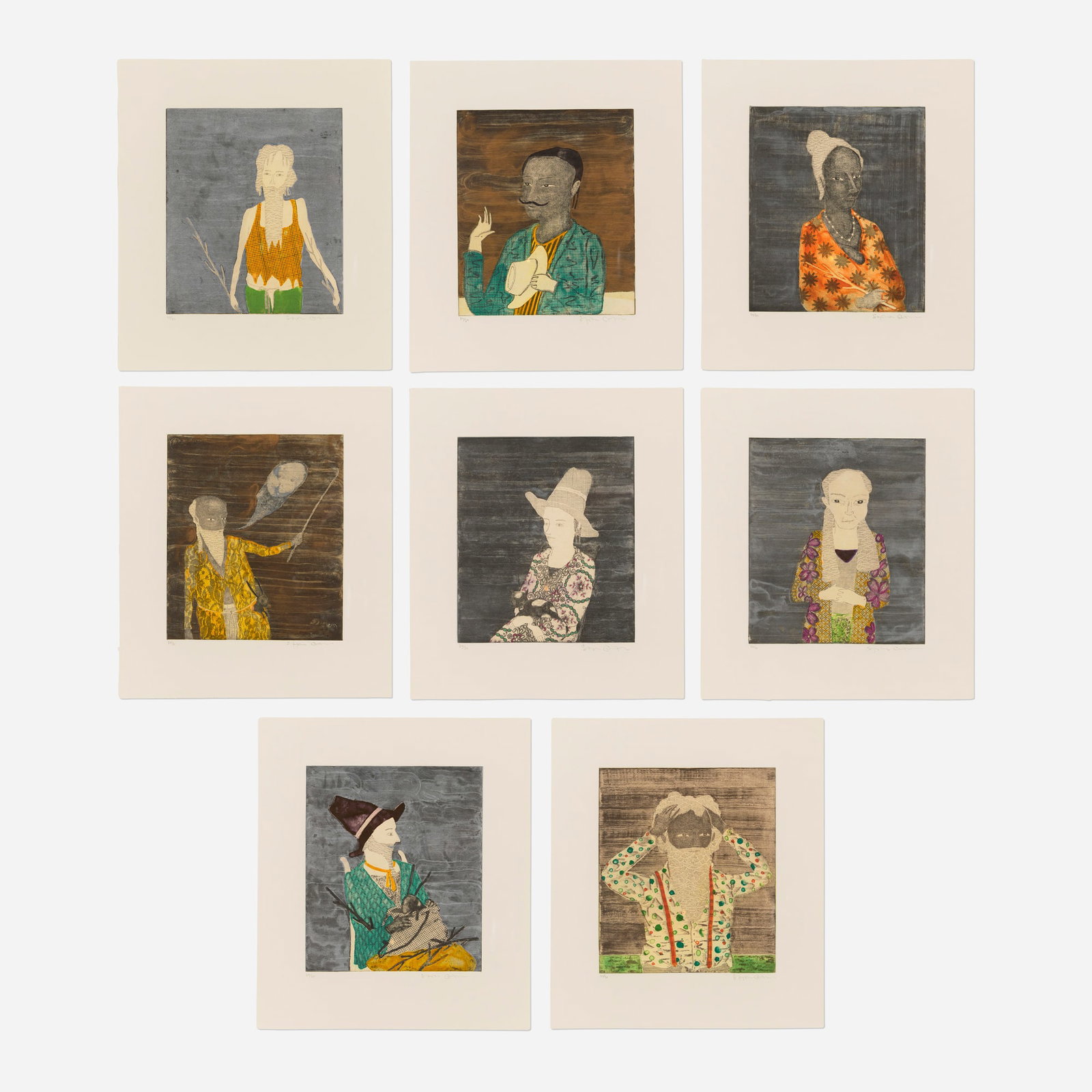 Stephen Chambers, The Occupants: Stephen Chambers The Occupants 2017 etching in colors with Chine-colle image (each): 11.625 h x 10.125 w in (30 x 26 cm) sheet (each): 17.75 h x 15.75 w in (45 x 40 cm) Signed and numbered to lower