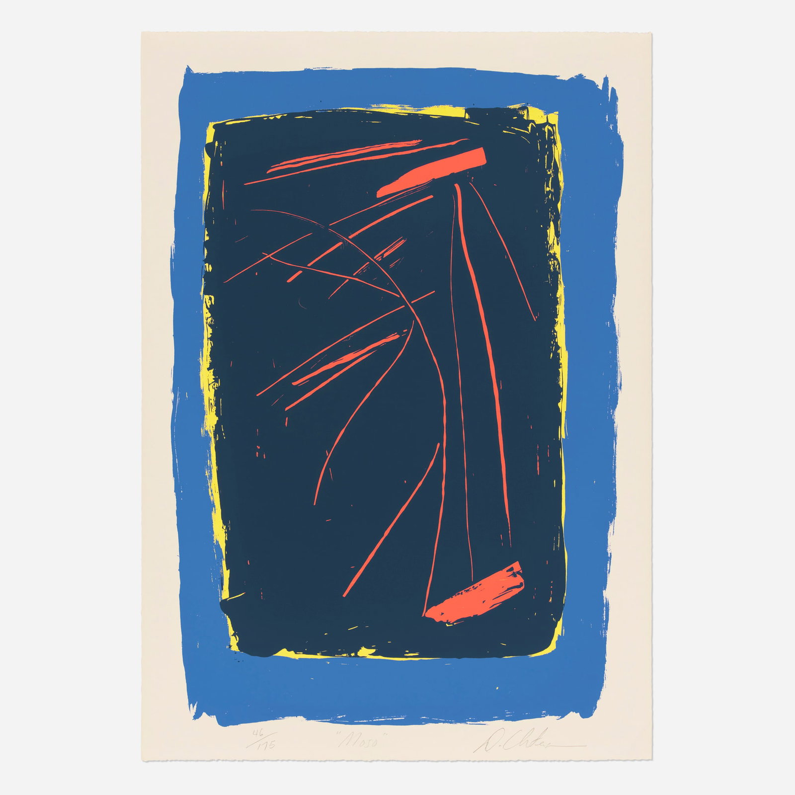 Dan Christensen, Mojo: Dan Christensen Mojo 1981 screenprint in colors image: 38.375 h x 26.5 w in (97 x 67 cm) sheet: 42.5 h x 30 w in (108 x 76 cm) Signed, titled, and numbered to lower edge '46/175 Mojo D.