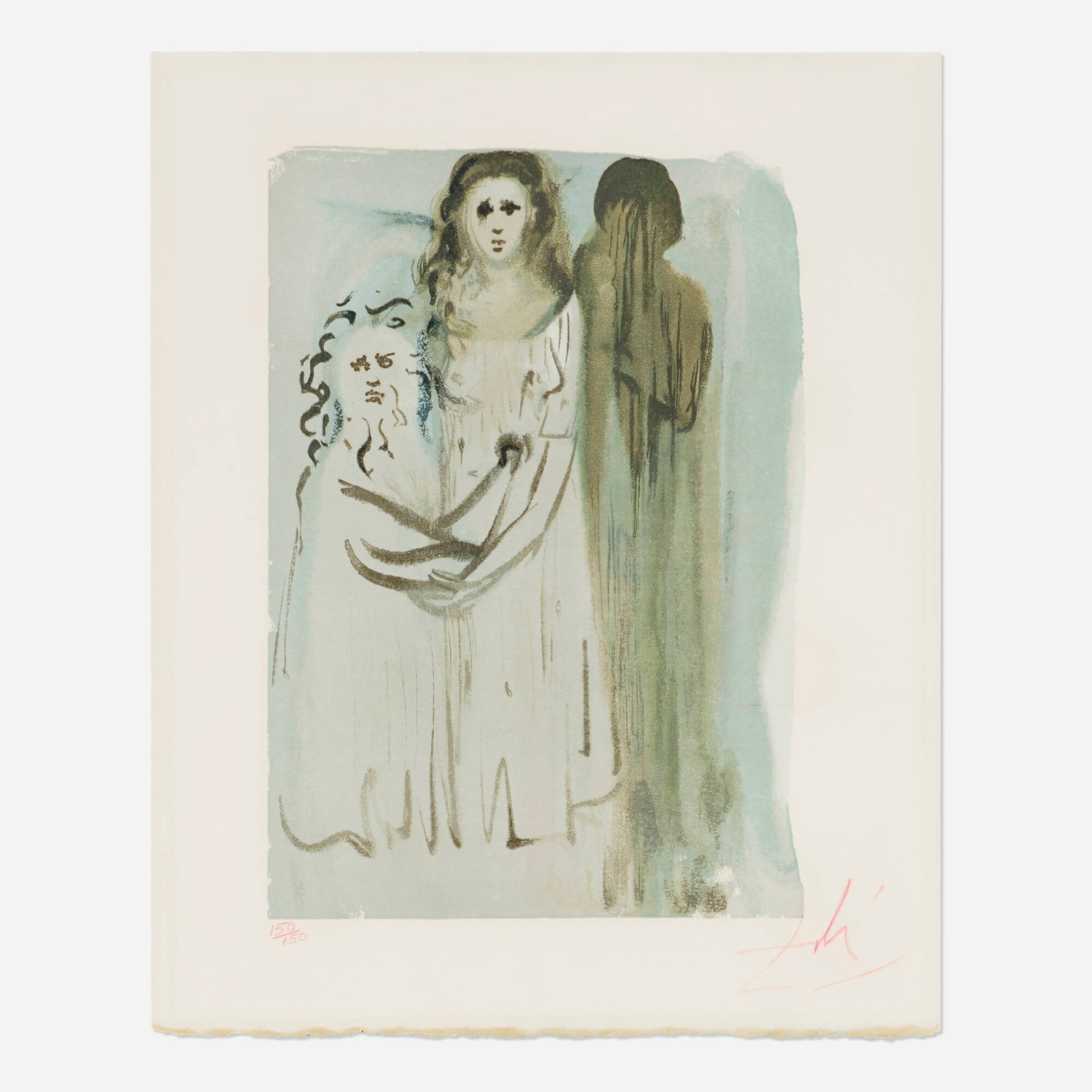 Salvador Dali, Dans la fumee des colereux (from the La divine comedie suite): Salvador Dali Dans la fumee des colereux (from the La divine comedie suite) 1964 woodcut in colors image: 10 h x 7 w in (25 x 18 cm) sheet: 13 h x 10.25 w in (33 x 26 cm) Re-signed and numbered to