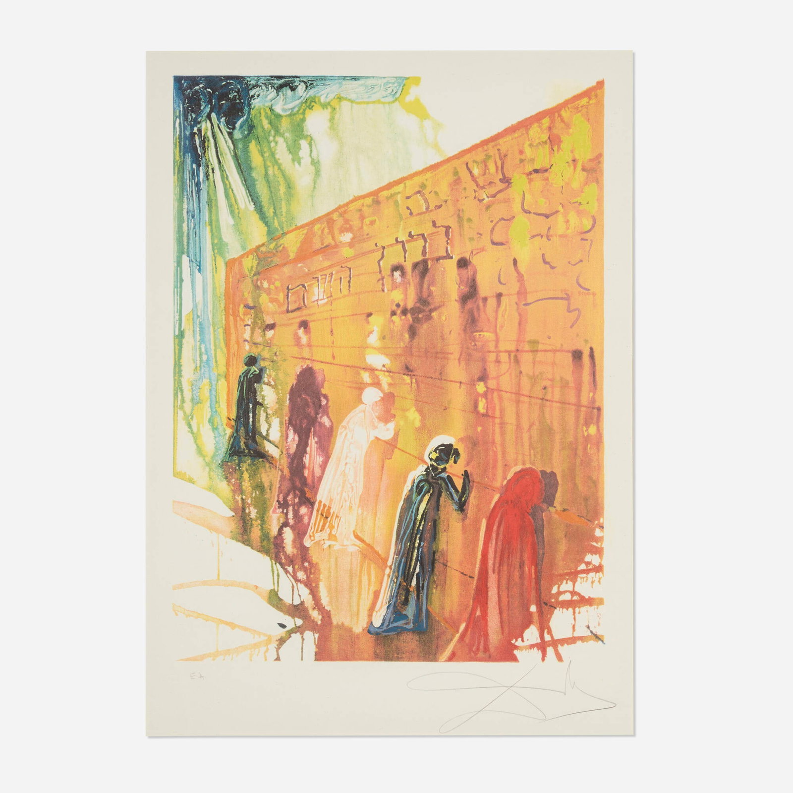 Salvador Dali, Le mur des lamentations (Wailing Wall): Salvador Dali Le mur des lamentations (Wailing Wall) 1978 lithograph in colors image: 29.75 h x 22 w in (76 x 56 cm) sight: 34.875 h x 24.75 w in (89 x 63 cm) Signed and numbered to lower edge