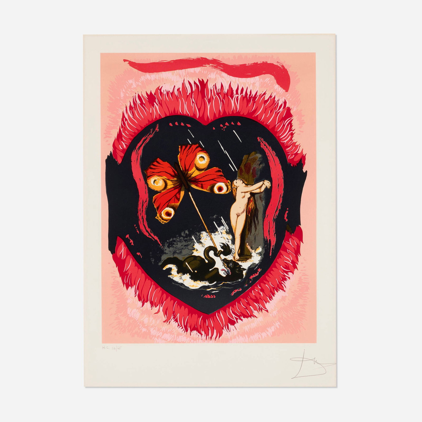 Salvador Dali, Le triomphe (from the Triomphe de l'amour portfolio): Salvador Dali Le triomphe (from the Triomphe de l'amour portfolio) 1978 lithograph in colors image: 23 h x 17 w in (58 x 43 cm) sheet: 28 h x 20 w in (71 x 51 cm) Signed and numbered to lower edge