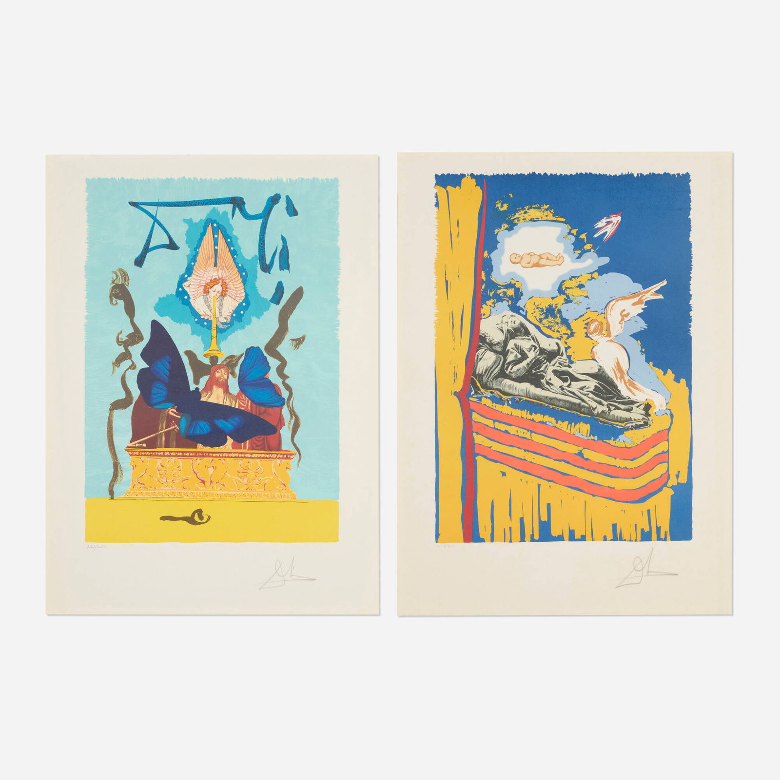 Salvador Dali, The Immaculate Conception/Resurrection: Salvador Dali The Immaculate Conception/Resurrection 1979 lithograph in colors image (each): 23 h x 16 w in (58 x 41 cm) sight (each): 29 h x 21 w in (74 x 53 cm) Signed and numbered to lower edge of