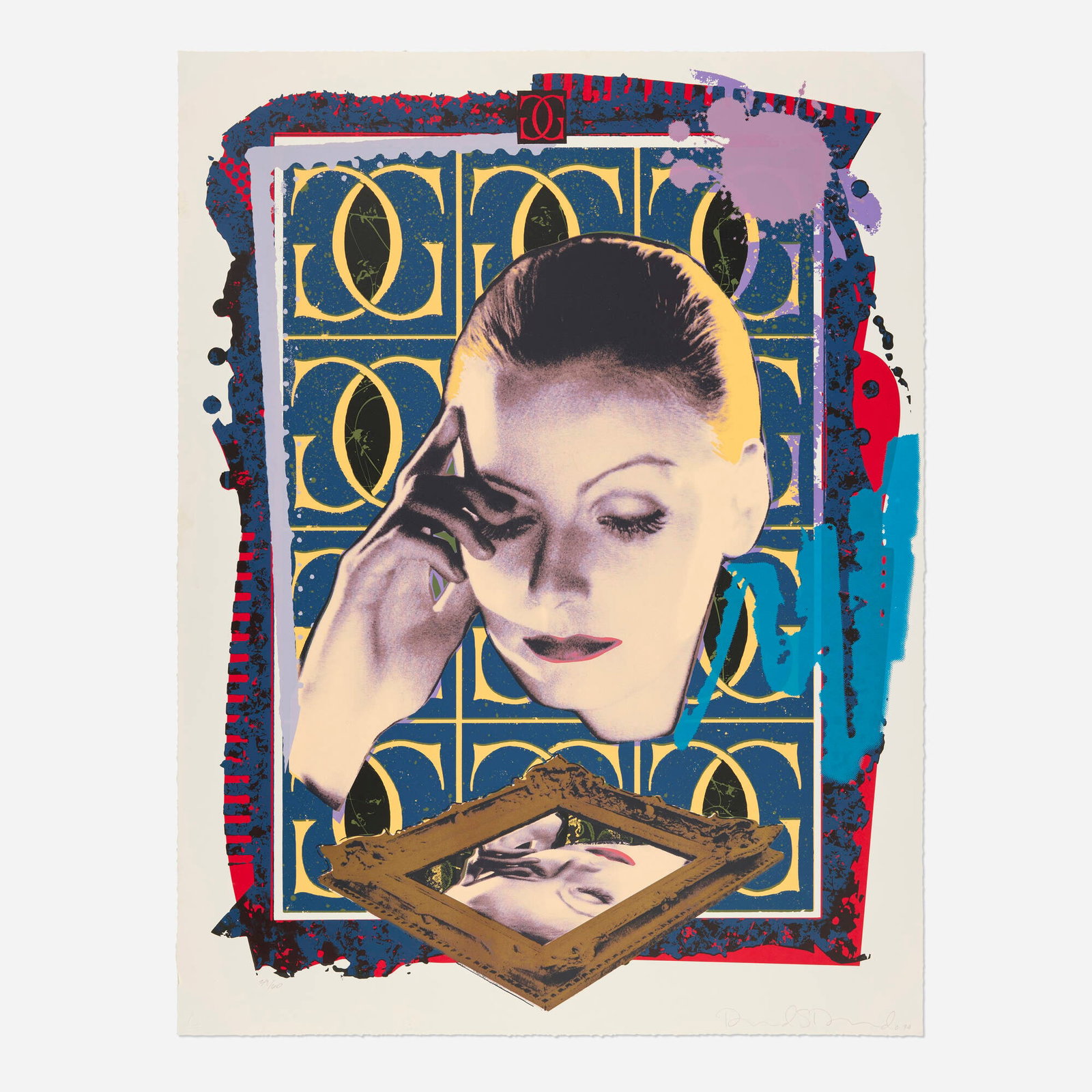 Richard Duardo, Greta Garbo: Richard Duardo Greta Garbo 1994 screenprint in colors image: 46.25 h x 34.5 w in (117 x 88 cm) sheet: 37.5 h x 36 w in (95 x 91 cm) Signed, dated, and numbered to lower edge '39/60 Rich