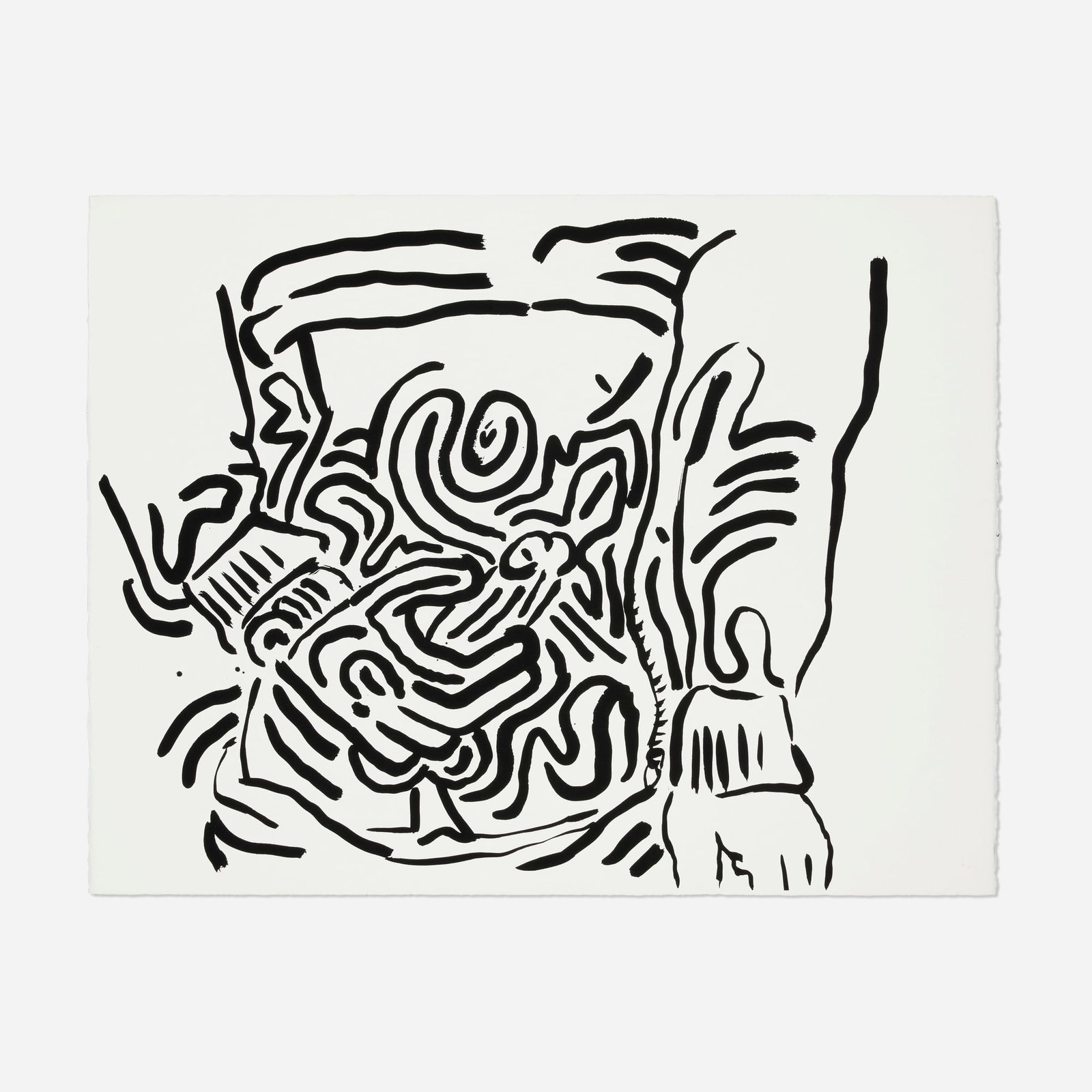 Keith Haring, Bad Boys 2 (from the Bad Boys suite): Keith Haring Bad Boys 2 (from the Bad Boys suite) c. 1986 screenprint on BFK Rives 19.875 h x 25.75 w in (50 x 65 cm) This work is a proof apart from the edition of 30 published by Bebert, Rott
