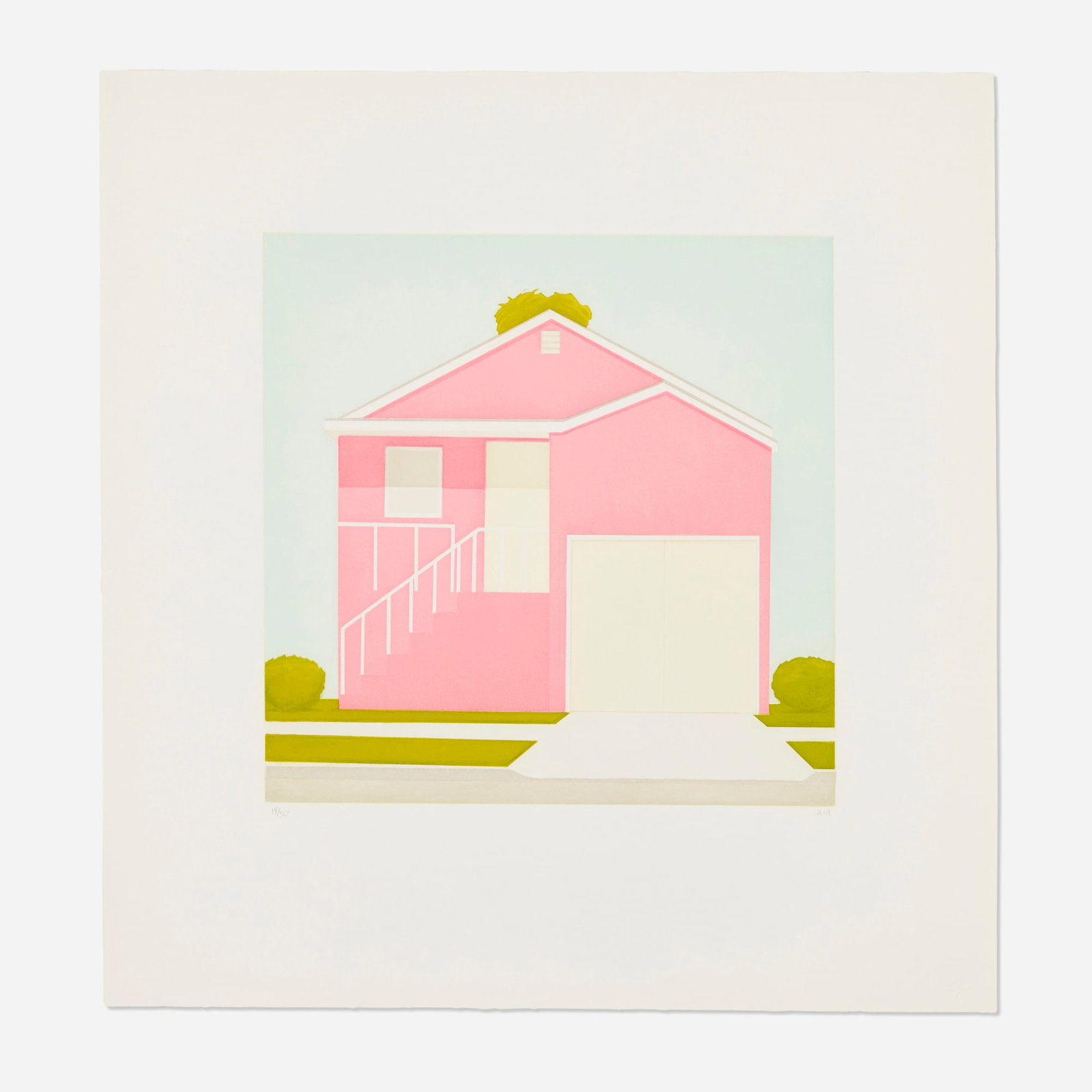 Salomon Huerta, Untitled (Pink House): Salomon Huerta Untitled (Pink House) 2001 aquatint in colors on Somerset image: 13.75 h x 13.75 w in (35 x 35 cm) sheet: 22.75 h x 21.75 w in (58 x 55 cm) Signed, dated, and numbered to lower edge