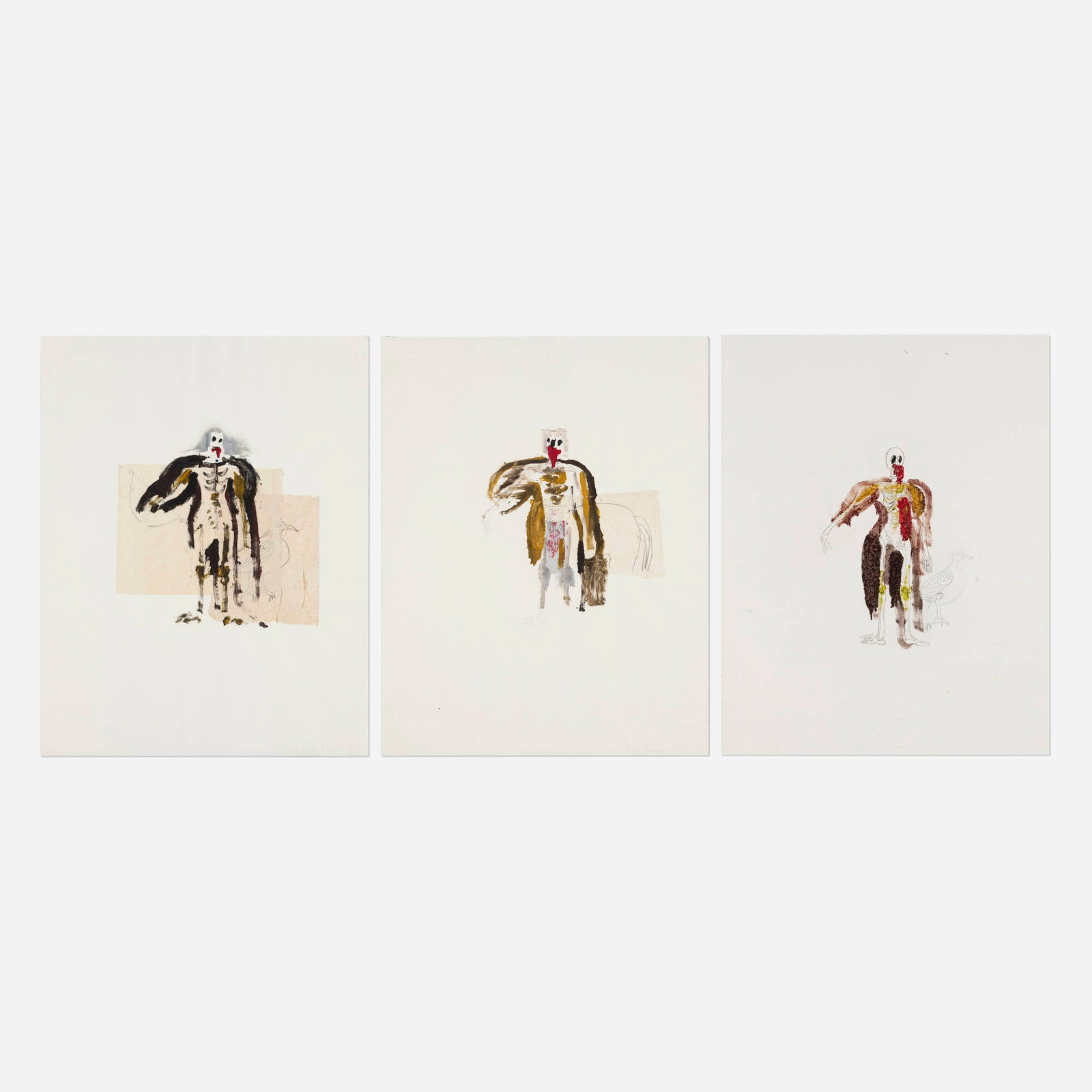 Ralph Lemon, Untitled (three works): Ralph Lemon Untitled (three works) 1995 monoprint in colors sheet (one work): 30 h x 22.5 w in (76 x 57 cm) sight (two works): 27.625 h x 21.625 w in (70 x 55 cm) Signed and dated to lower right of