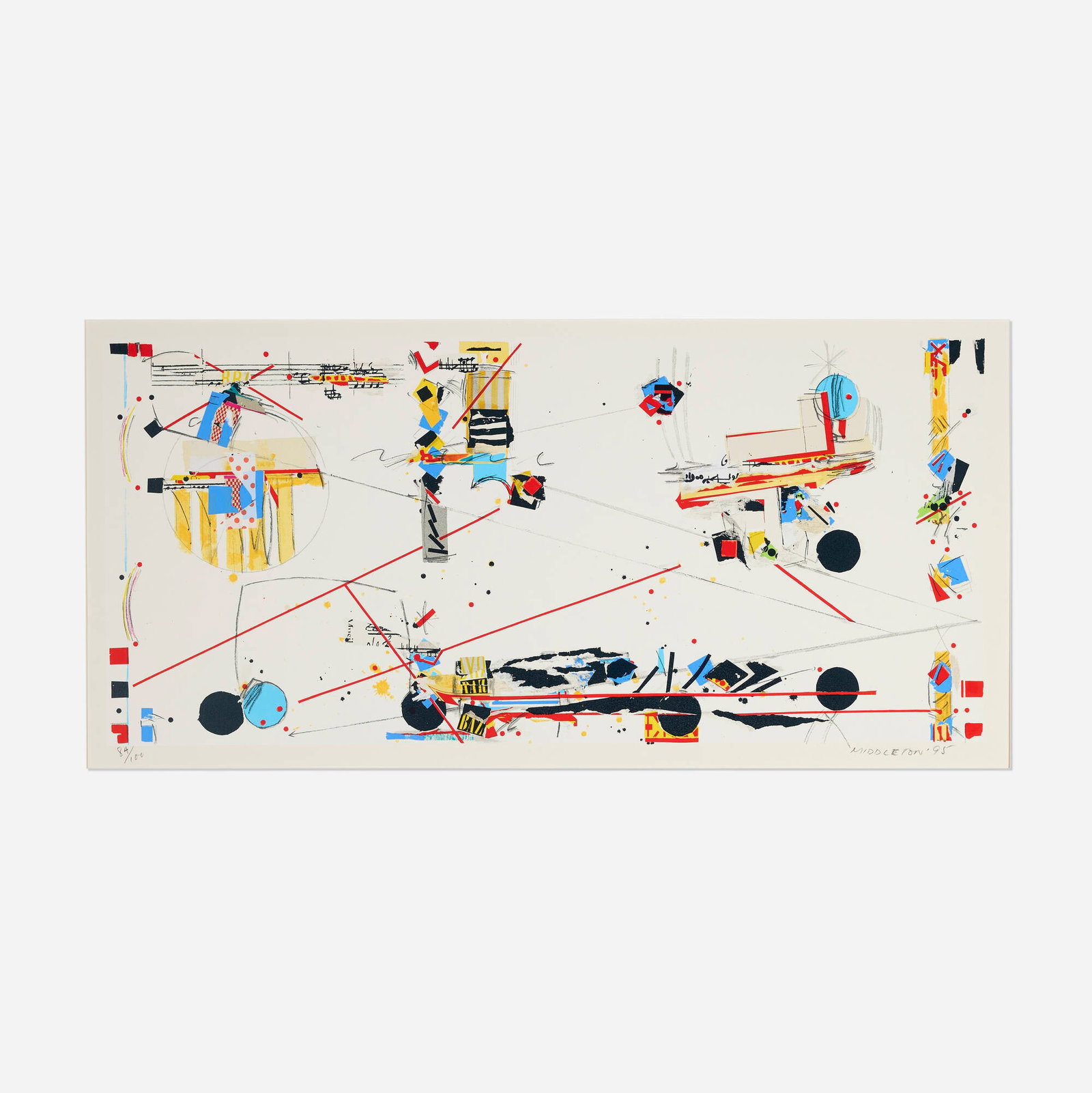 Sam Middleton, Overtones: Sam Middleton Overtones 1995 screenprint in colors image: 16.5 h x 35.625 w in (42 x 90 cm) sheet: 22.875 h x 41.325 w in (58 x 105 cm) Signed, dated, and numbered to lower edge '84/100
