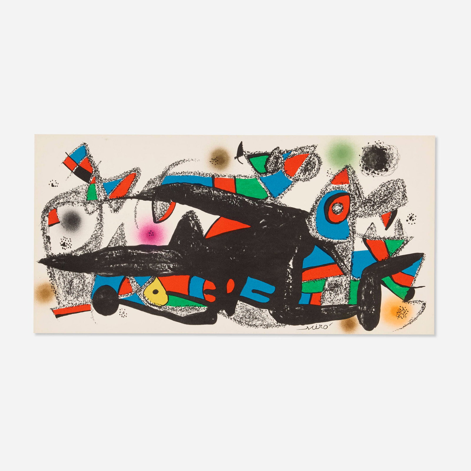 Joan Miro, Denmark (from the Escultor portfolio): Joan Miro Denmark (from the Escultor portfolio) 1975 lithograph in colors on Guarro 7.875 h x 15.625 w in (20 x 40 cm) This work is from the edition of 1500 published by Poligrafa, Barcelona.