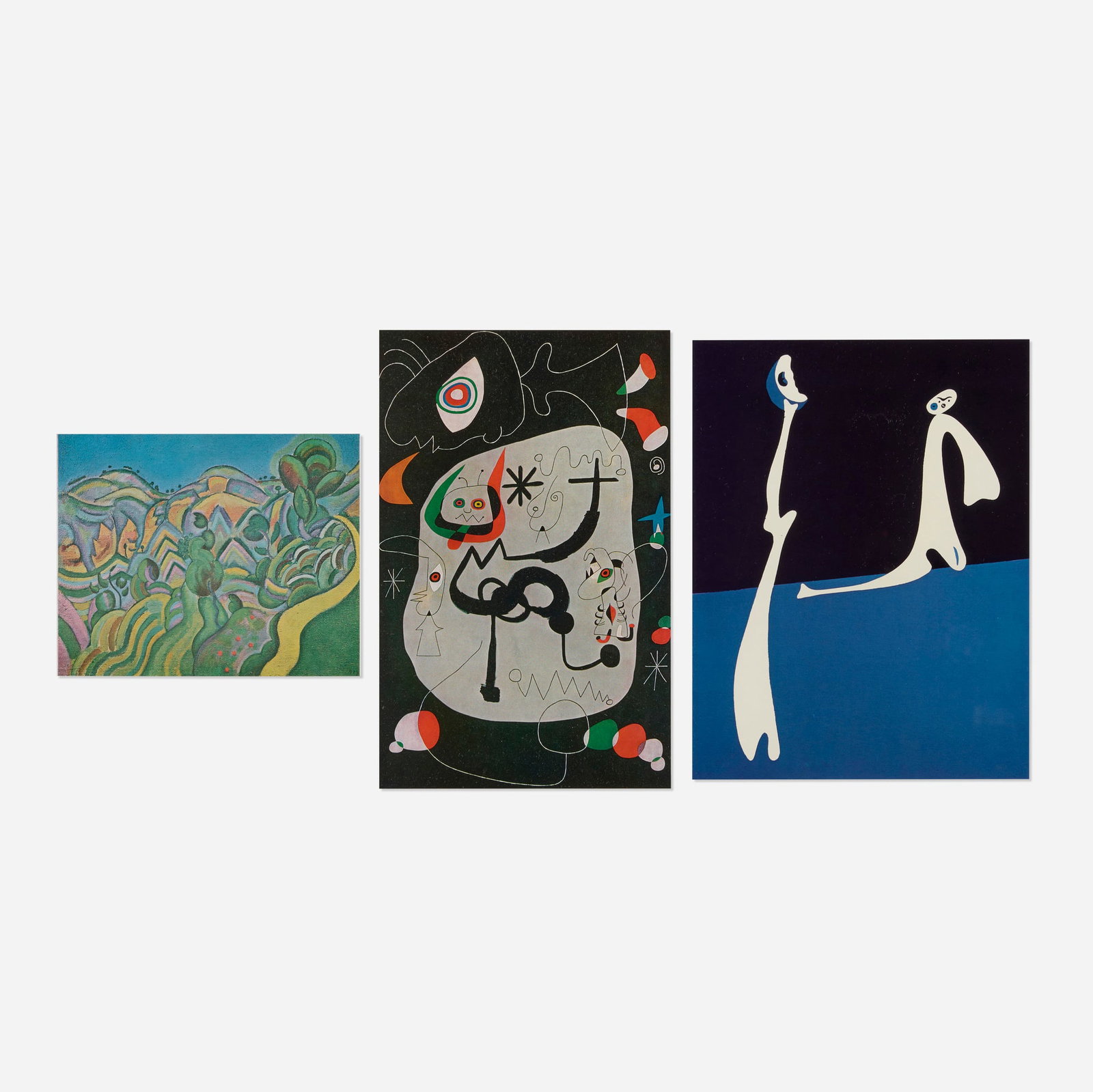 After Joan Miro, Untitled (three works from Joan Miro: Life and Work): After Joan Miro Untitled (three works from Joan Miro: Life and Work) 1962 offset lithograph in colors sight: 8.75 h x 5.625 w in (22 x 14 cm) sight: 9.375 h x 17.375 w in (24 x 44 cm) sight: 5.75 h x