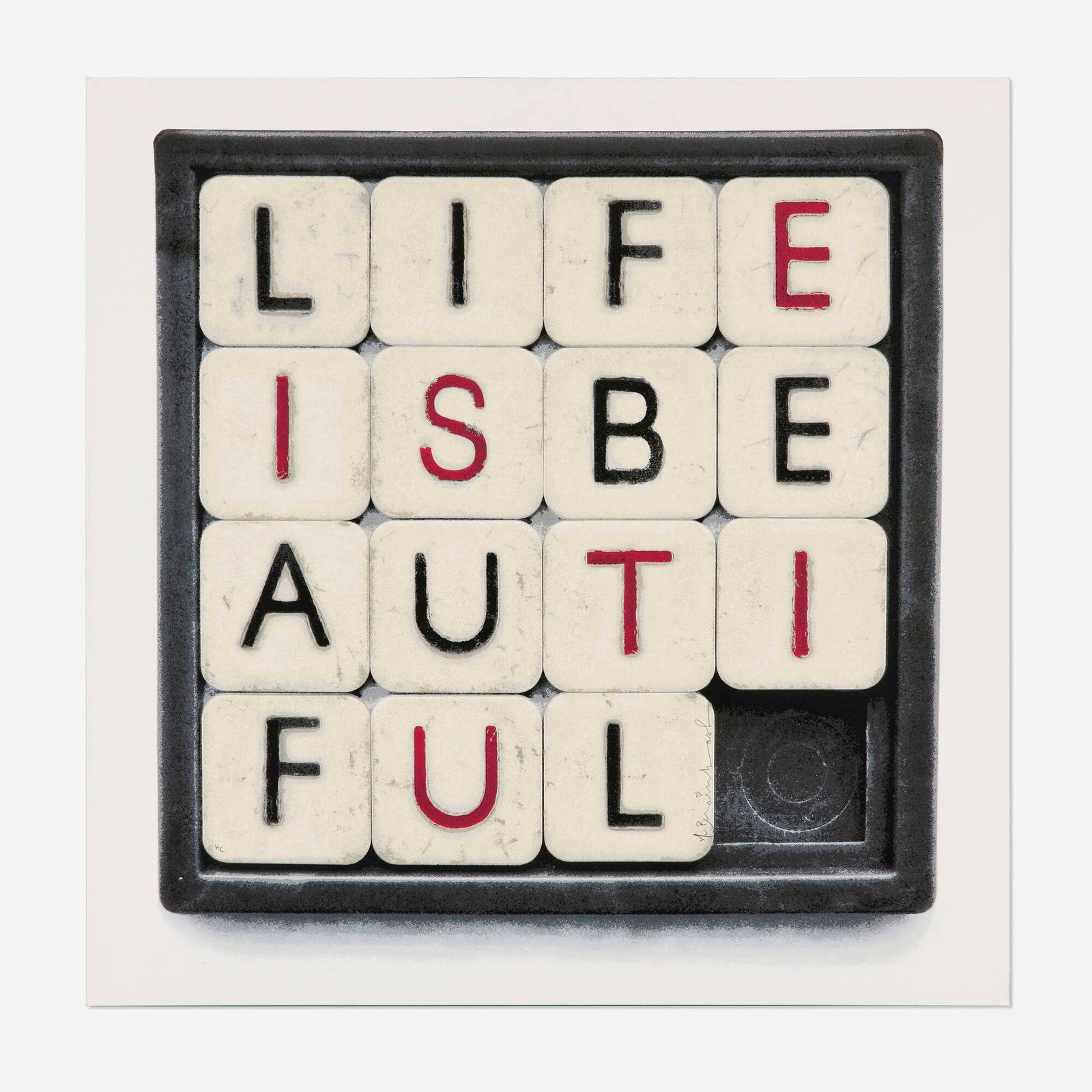 Mr. Brainwash, Life is a Puzzle: Mr. Brainwash Life is a Puzzle 2012 screenprint in colors image: 33 h x 31 w in (84 x 79 cm) sight: 36.75 h x 36.5 w in (93 x 93 cm) Signed and numbered to lower edge 'HC Mr. Brainwash&
