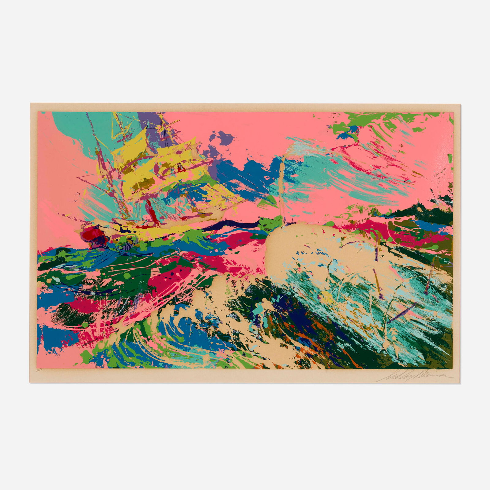 LeRoy Neiman, Moby Dick Assaulting the Pequod: LeRoy Neiman Moby Dick Assaulting the Pequod 1977 screenprint in colors image: 18.75 h x 30.375 w in (48 x 77 cm) sight: 20.375 h x 31.375 w in (52 x 80 cm) Signed and numbered to lower edge
