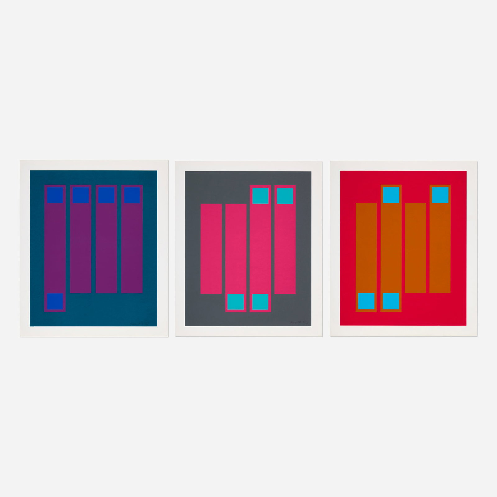 Doug Ohlson, Untitled (three works): Doug Ohlson Untitled (three works) 1968 screenprint in colors image (each): 22 h x 18 w in (56 x 46 cm) sheet (each): 25 h x 21 w in (63 x 53 cm) Signed, dated, and numbered to lower right o