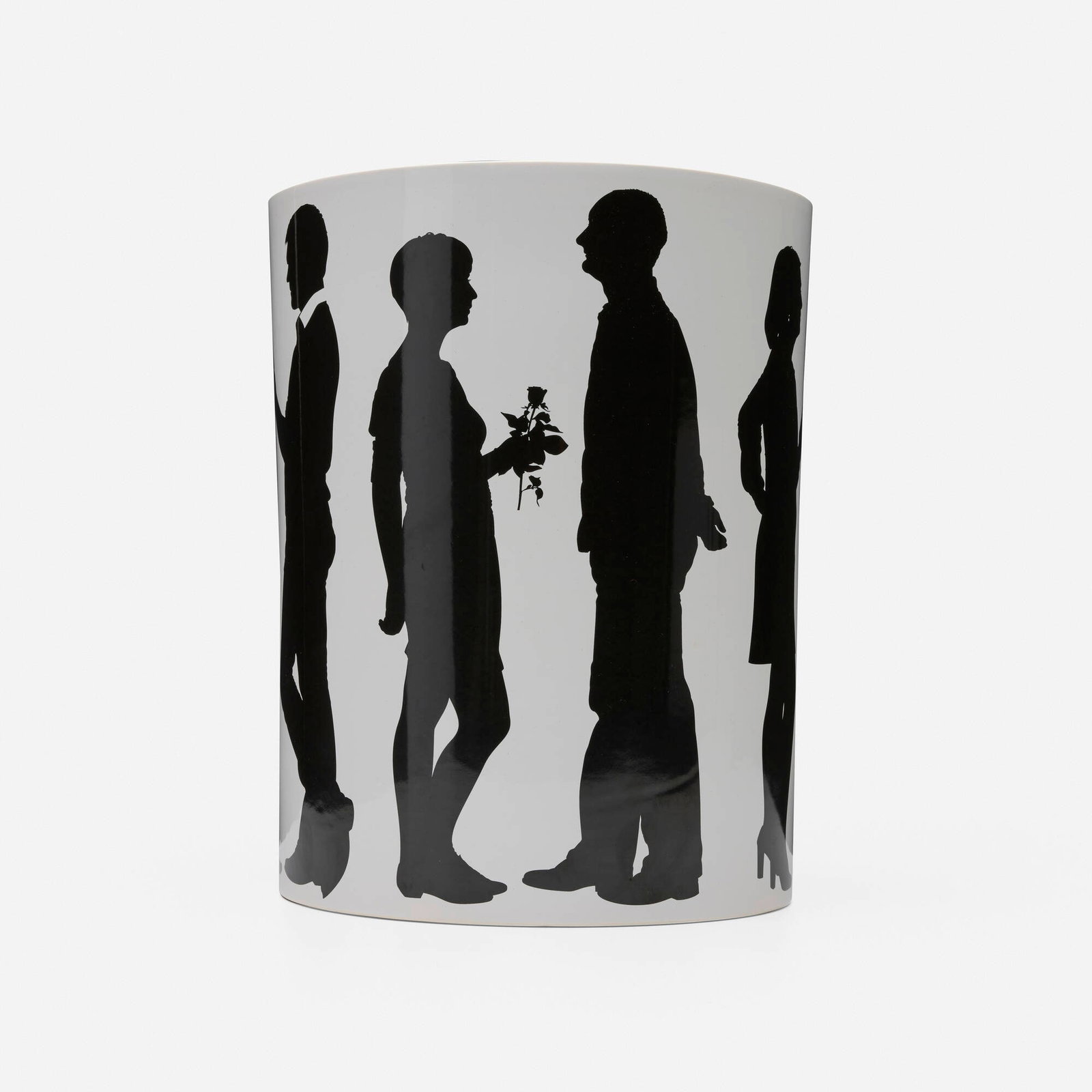 Julian Opie, Vase: Julian Opie Vase 2010 transfer-printed porcelain 15 h x 11.375 dia in (38 x 29 cm) Printed manufacturer's mark to underside 'Julian Opie'. This work is from the edition of unknown size