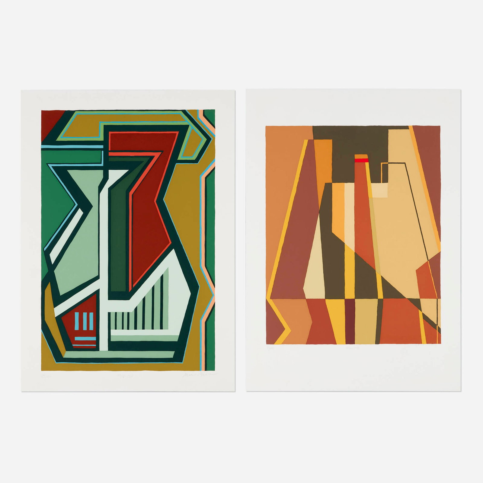 Mario Radice, 2 opere grafiche: Mario Radice 2 opere grafiche 1948-88, 1970-86 / 1988 screenprint in colors on Fabriano image: 23.625 h x 15.75 w in (60 x 40 cm) image: 19.625 h x 15.75 w in (50 x 40 cm) sheet (each): 27.25 h