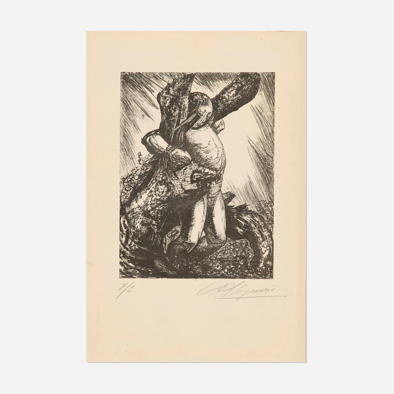 David Alfaro Siqueiros, Hombre Atado #2: David Alfaro Siqueiros Hombre Atado #2 1945 / 1956 lithograph image: 11.75 h x 8.75 w in (30 x 22 cm) sheet: 19 h x 12.75 w in (48 x 32 cm) Signed and number to lower edge 'E/E David Si