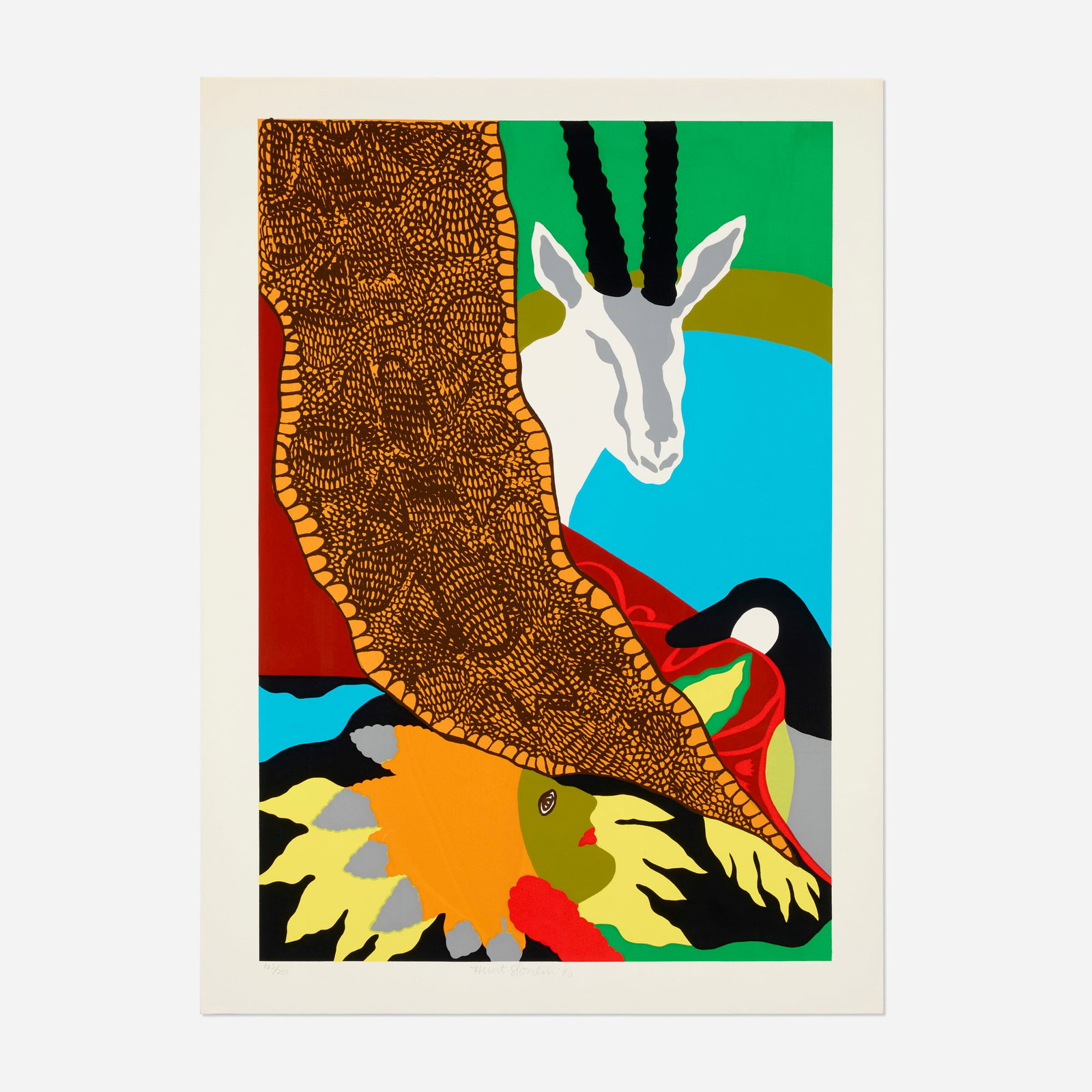 Hunt Slonem, Anaconda II: Hunt Slonem Anaconda II 1980 screenprint in colors on Arches image: 26.625 h x 18.125 w in (68 x 46 cm) sheet: 29.75 h x 21.75 w in (76 x 55 cm) Signed and numbered to lower edge '162/2