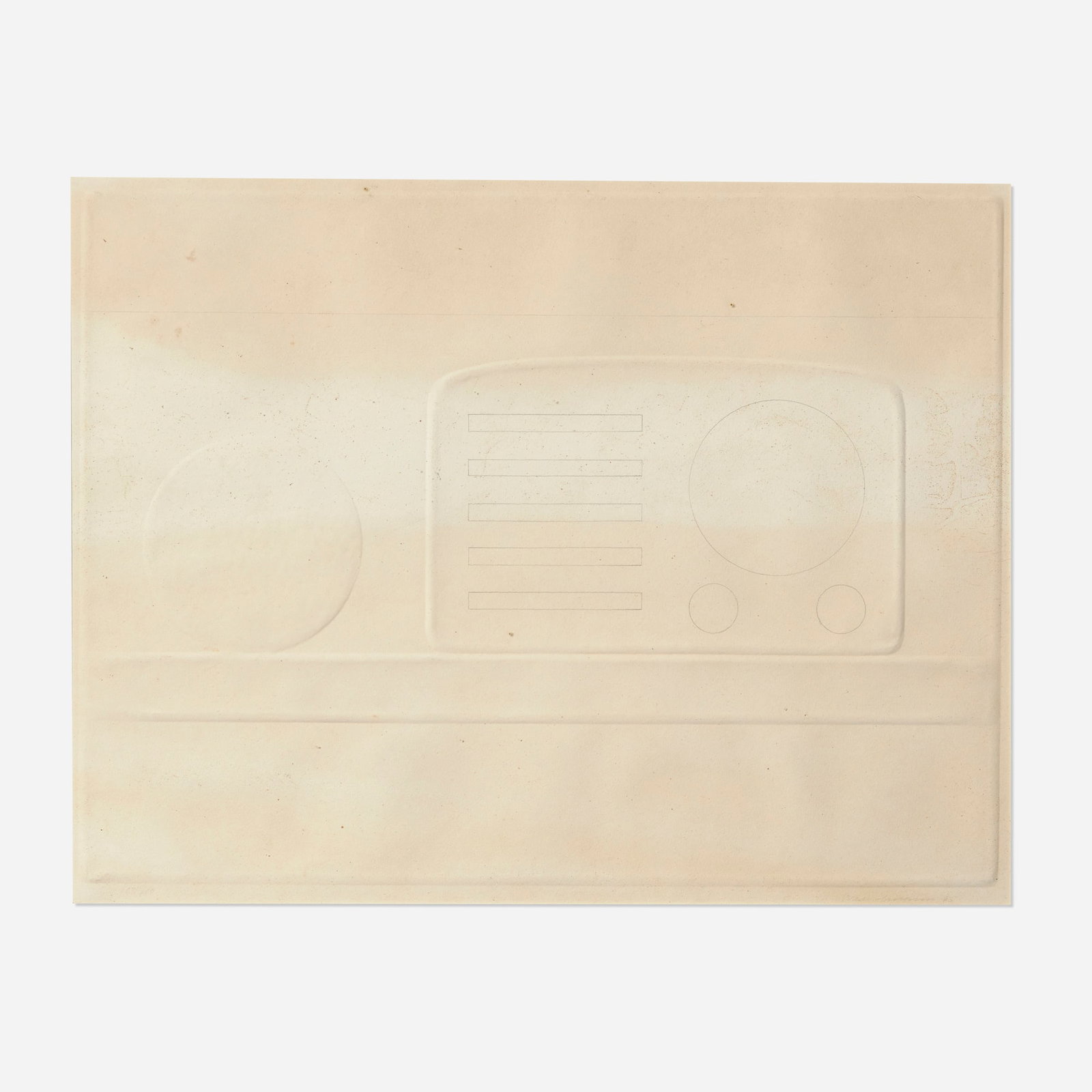 Tom Wesselmann, Still Life with Radio (from the New York Ten portfolio): Tom Wesselmann Still Life with Radio (from the New York Ten portfolio) 1965 embossed paper with pencil additions sight: 16.25 h x 21.125 w in (41 x 54 cm) Signed, dated, and numbered to lower edge
