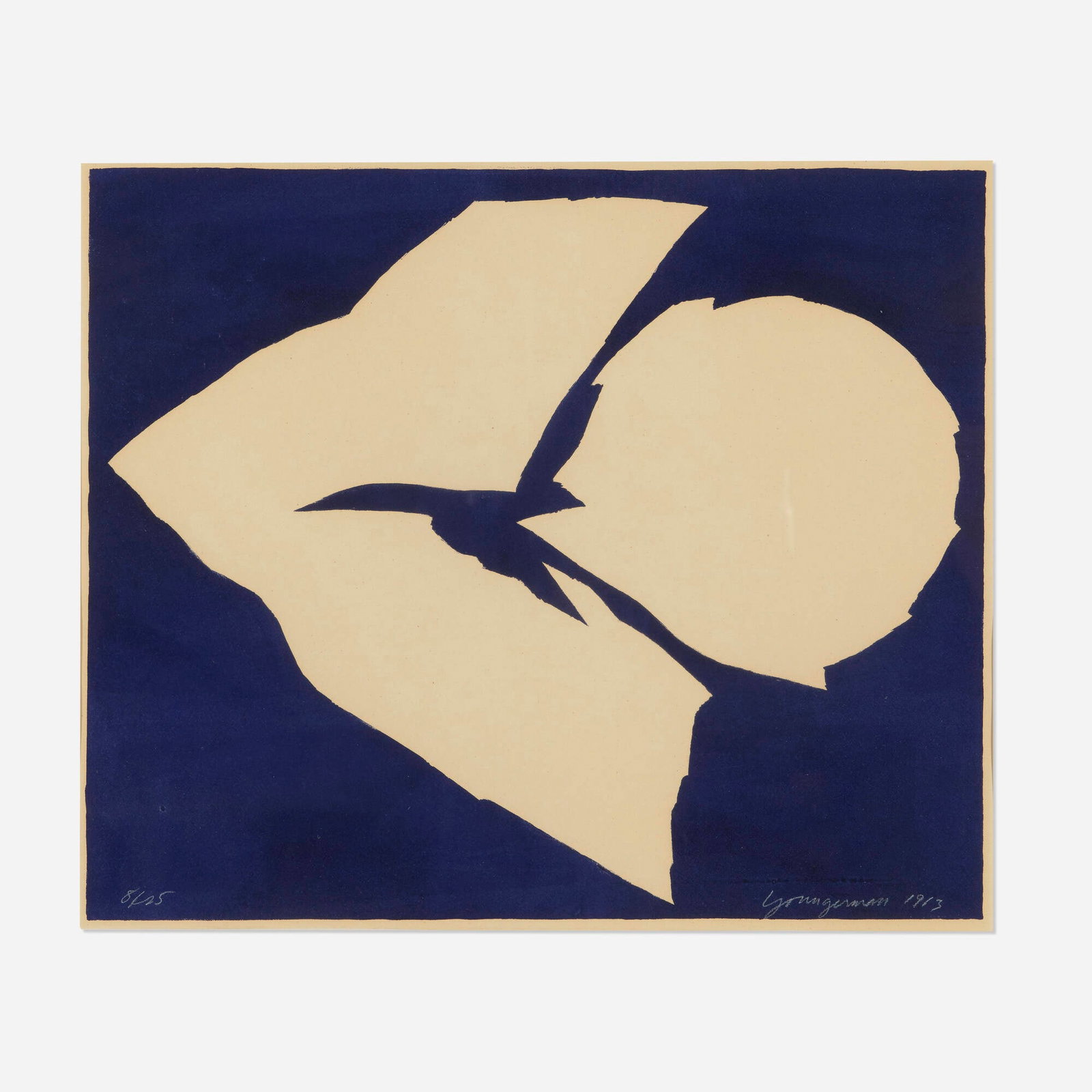 Jack Youngerman, Untitled: Jack Youngerman Untitled 1963 lithograph image: 13.375 h x 20.875 w in (34 x 53 cm) sight: 18 h x 21.375 w in (46 x 54 cm) Signed, dated, and numbered to lower edge '8/25 Youngerman 1963'.