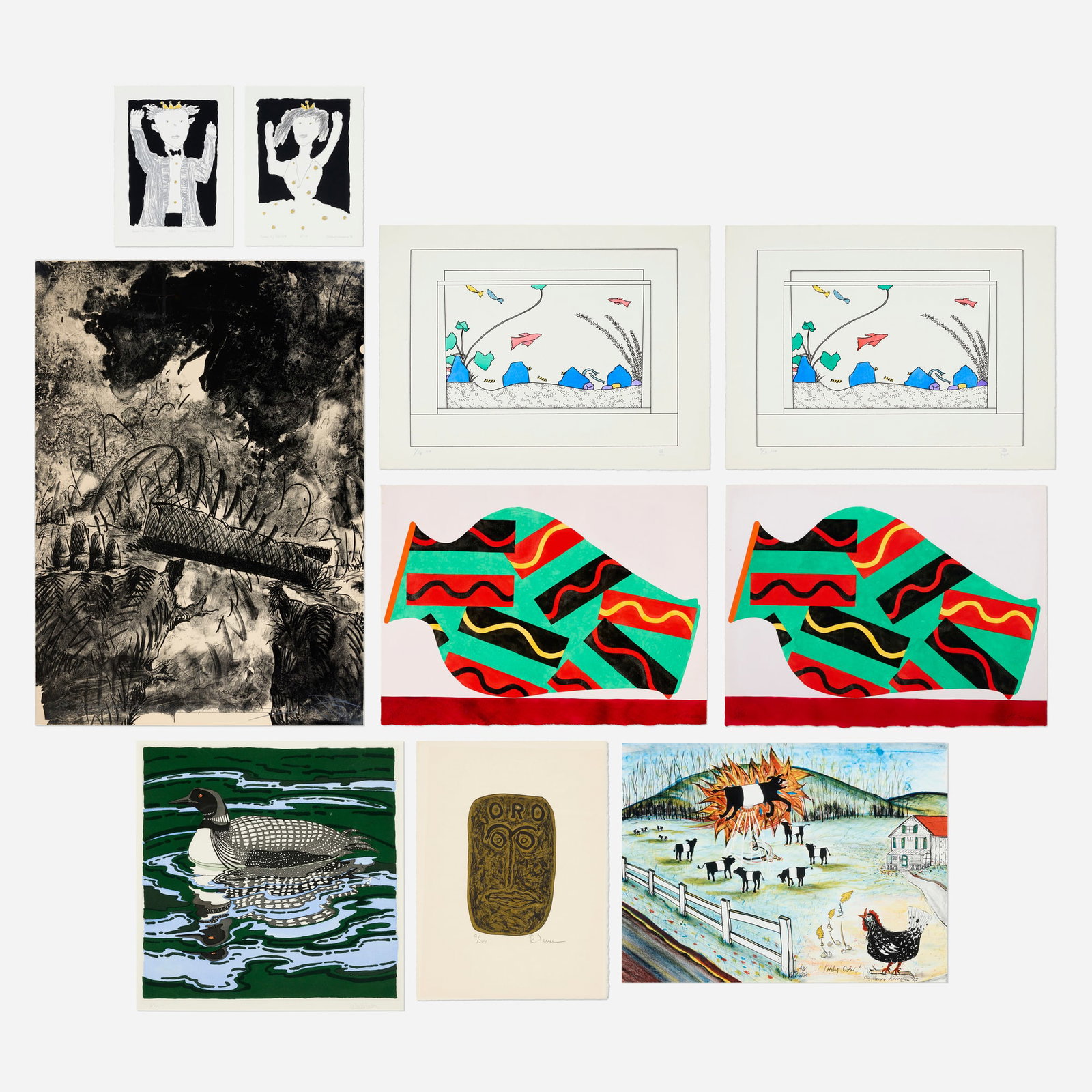 Various Artists, Ten works from ICA: Various Artists Ten works from ICA 1975, 1978, 1983, 1987 screenprint in colors, lithograph in colors smallest: 15 h x 11 w in (38 x 28 cm) largest: 23 h x 31.125 w in (58 x 79 cm) Lot inclu