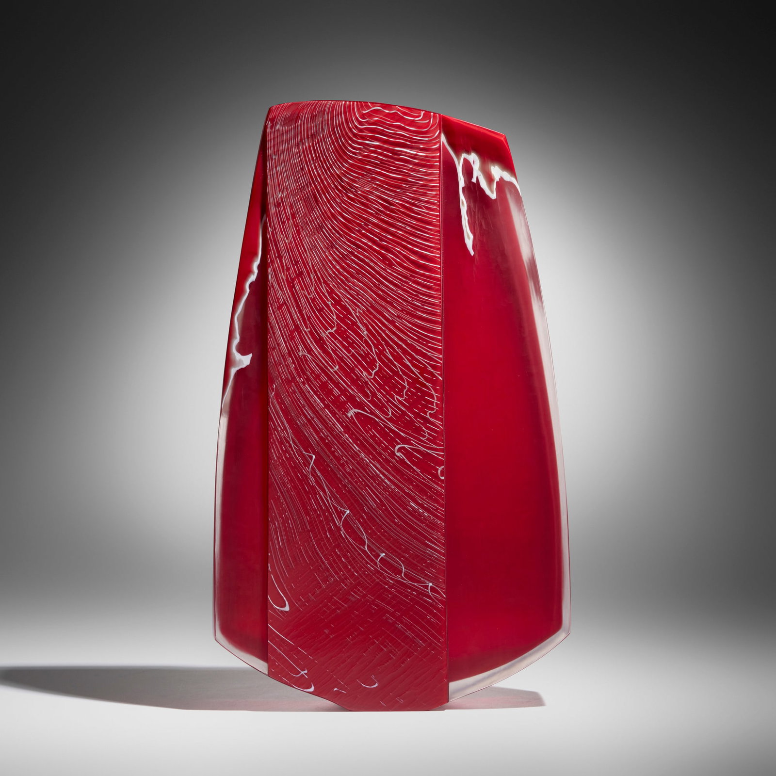Ethan Stern, Magma: Ethan Stern Magma 2011 hand-blown and wheel-carved glass 16.25 h x 9.5 w x 2.5 d in (41 x 24 x 6 cm) Etched signature and date to underside 'Ethan Stern '11'. Provenance: Schantz
