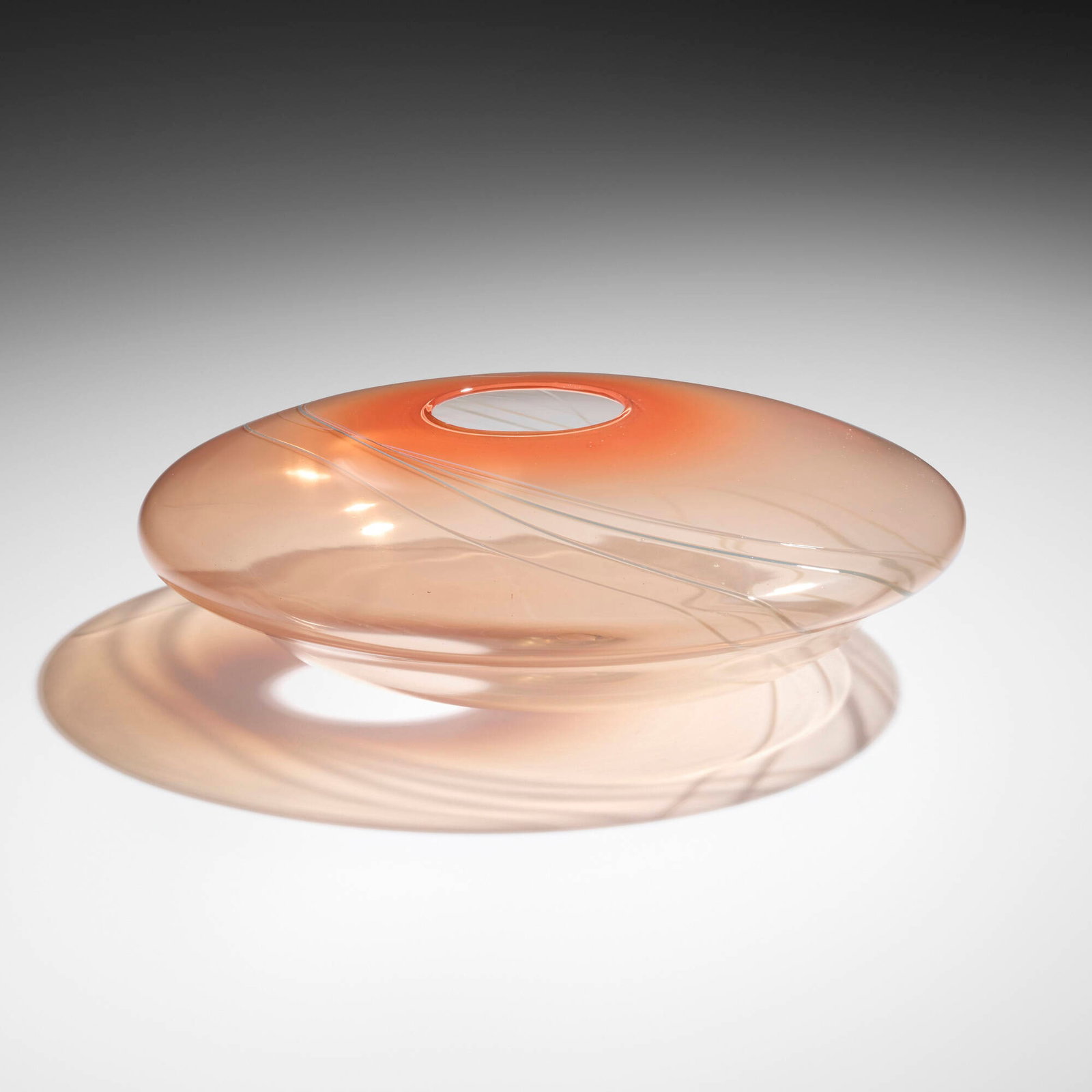 Dale Chihuly, Basket: Dale Chihuly Basket c. 1980 hand-blown glass 3.75 h x 11.5 w x 11 d in (10 x 29 x 28 cm) From 1977 until 1981, professional photographer Ira Garber shared a studio with Dale Chihuly; in 1982, Chihuly