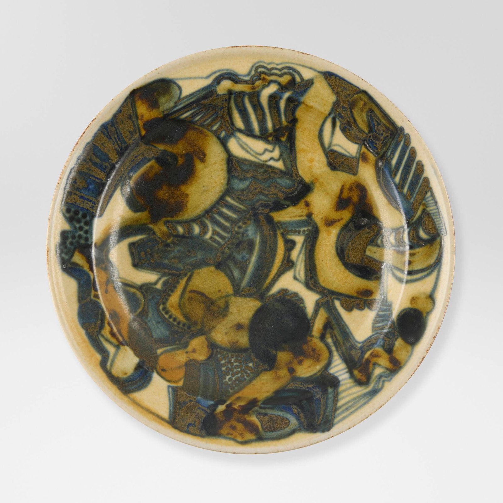 Jun Kaneko, Early plate: Jun Kaneko Early plate 1973 glazed stoneware 1.25 h x 7.5 dia in (3 x 19 cm) Glazed signature and date to underside 'Kaneko '73'. This work will ship from Lambertville, New Jersey.