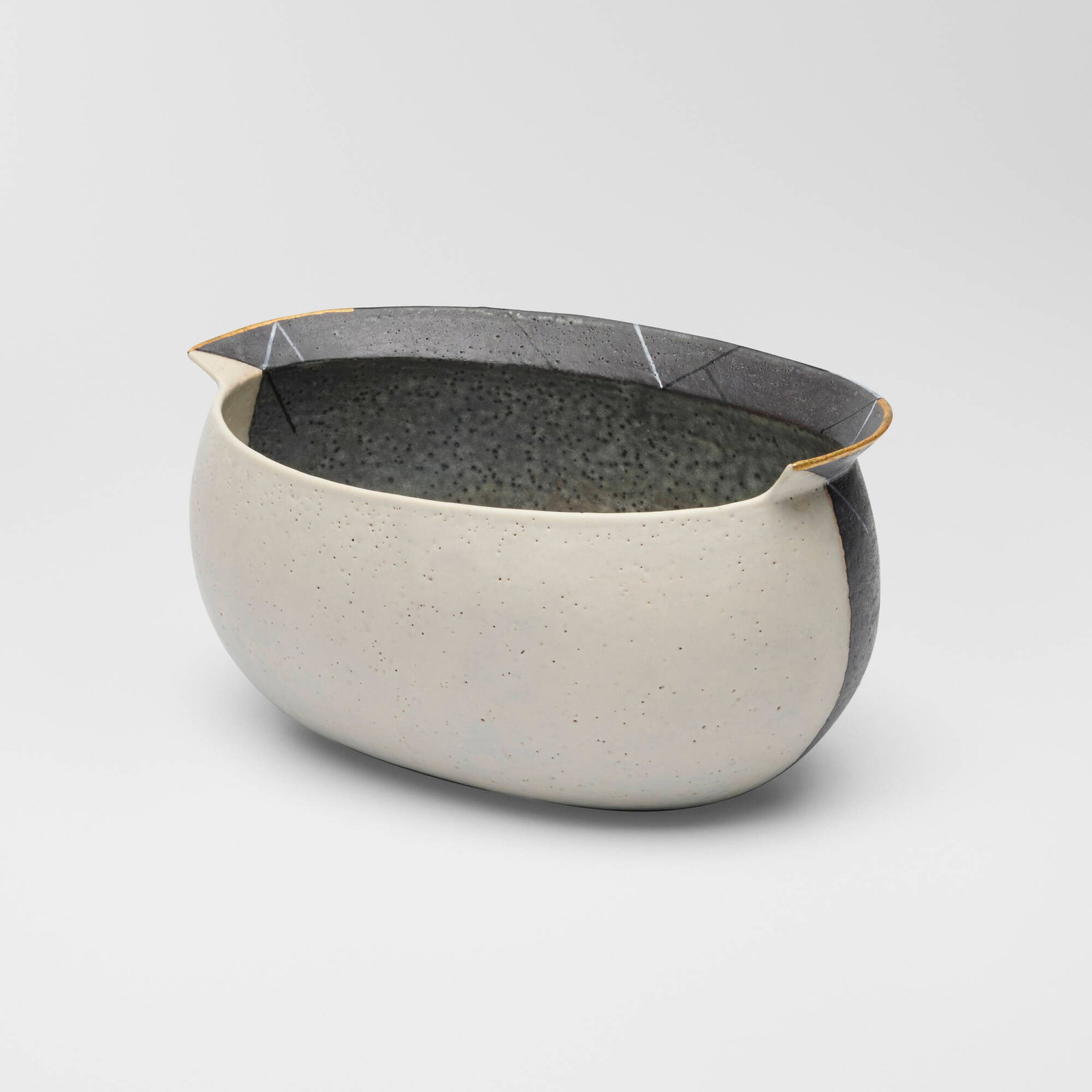 Malene Mullertz, Vase: Malene Mullertz Vase 2005 glazed stoneware 5 h x 9.75 w x 6 d in (13 x 25 x 15 cm) Incised monogram, date, and inscription to underside 'M 2005 MOK IISF'. This work will ship from