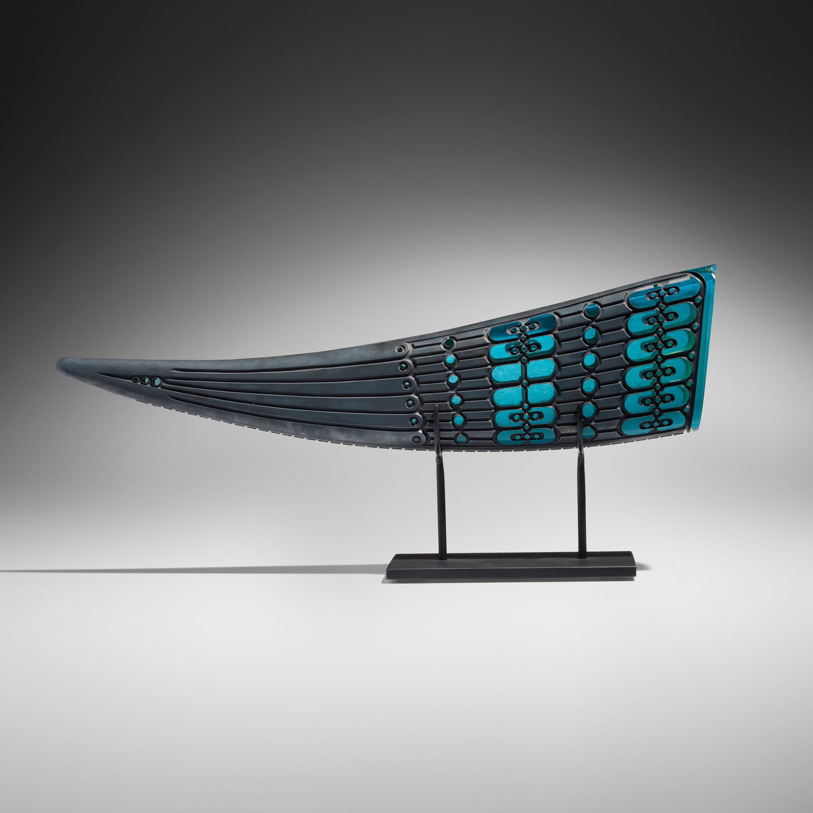 Jose Chardiet, Untitled: Jose Chardiet Untitled 2011 cast and polished glass, patinated brass 4.125 h x 14.75 w x 1.625 d in (10 x 37 x 4 cm) Etched signature and date to underside of glass and stand 'Chardiet