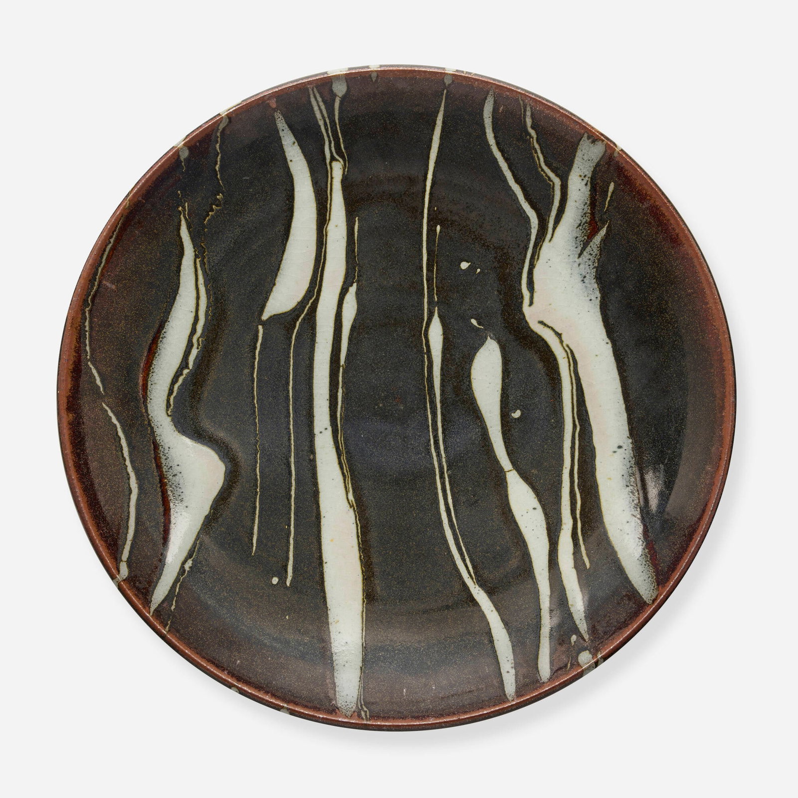 Warren Mackenzie, Large charger: Warren Mackenzie Large charger glazed stoneware 3.25 h x 18.5 dia in (8 x 47 cm) Impressed artist's chop mark to underside. Provenance: Gallery Gen, Long Island City | Private Collection, New Jersey