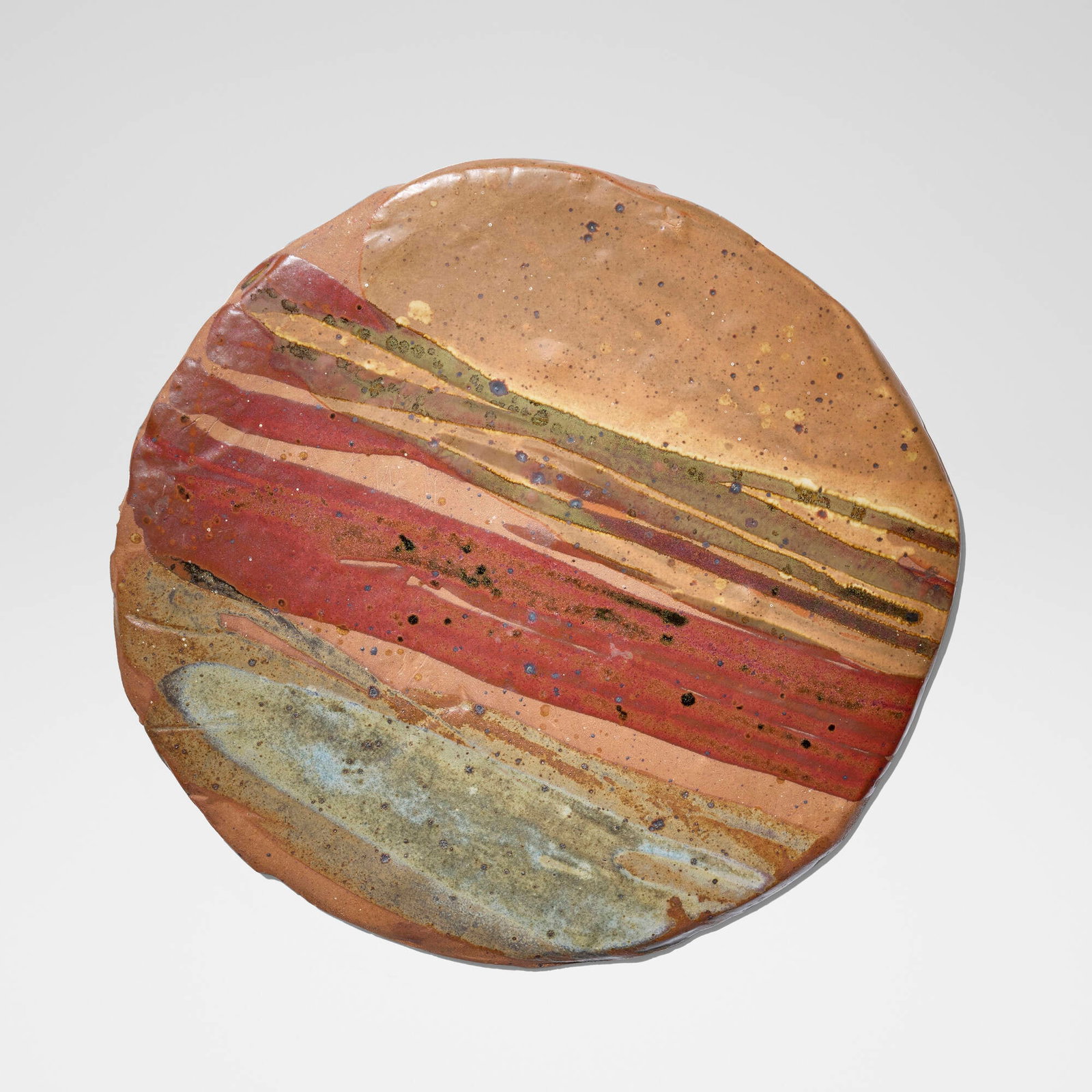 Otto and Vivika Heino, Charger: Otto and Vivika Heino Charger 1991 glazed stoneware 0.625 h x 18.5 w x 18.75 d in (2 x 47 x 48 cm) Signed and dated to underside 'Vivika & Otto '91'. Provenance: Collection of Michael