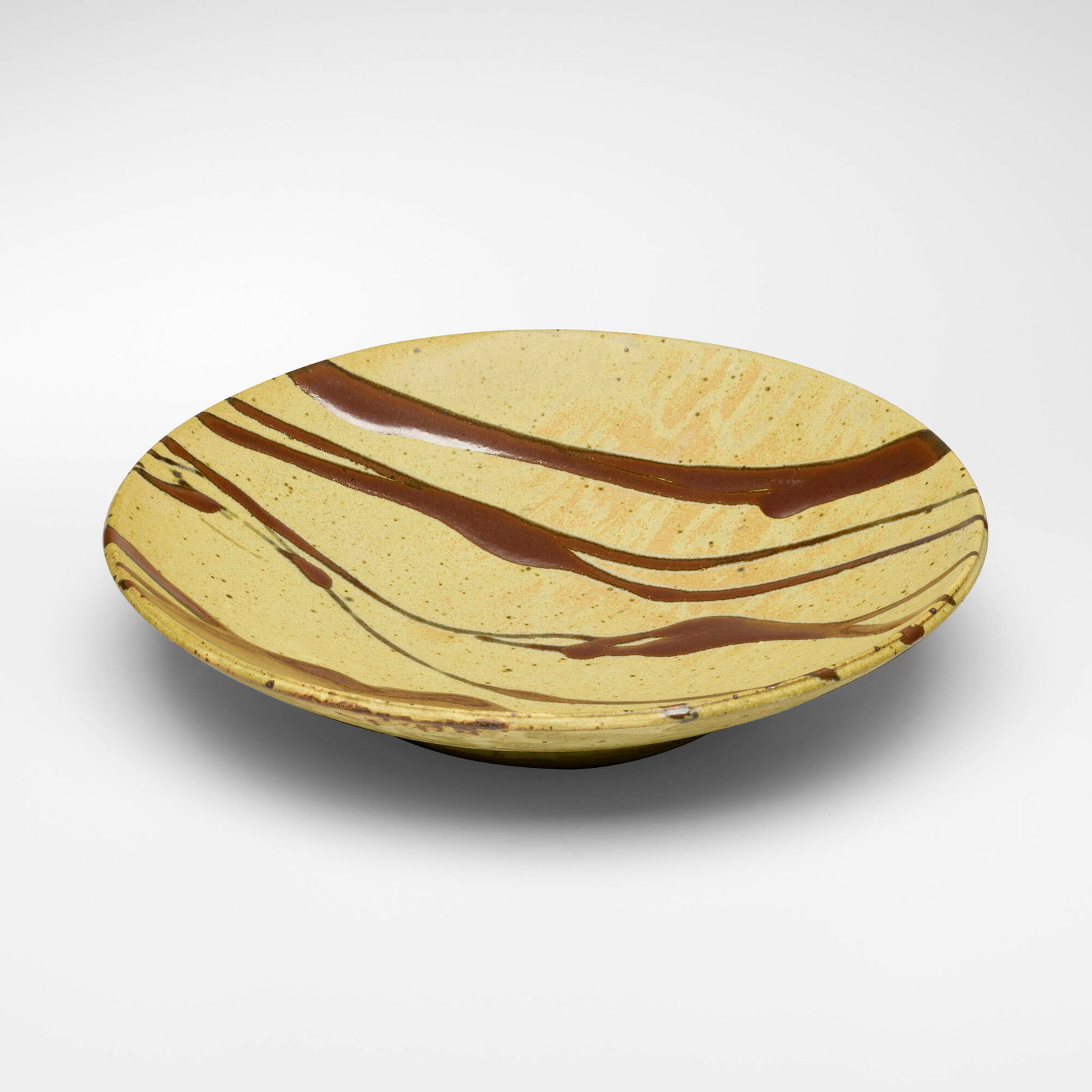 Warren Mackenzie, Charger: Warren Mackenzie Charger 2007 glazed stoneware with tenmoku drips 4 h x 17.75 dia in (10 x 45 cm) Obscured mark to underside. Provenance: Lucy Lacoste Gallery, Concord, MA | Private Collection, New