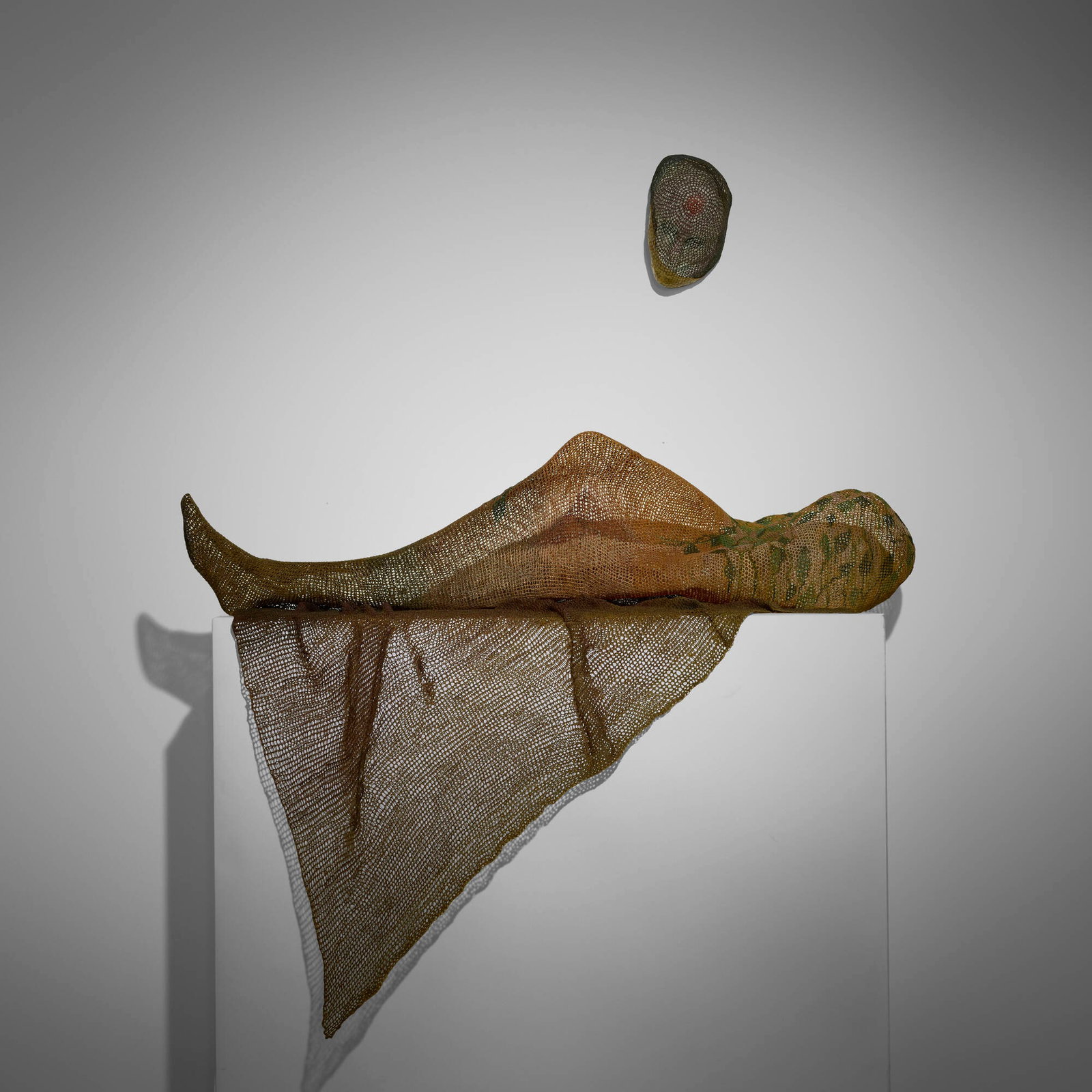 Norma Minkowitz, Reverie: Norma Minkowitz Reverie c. 1993 cotton, acrylic, shellac figure: 37.5 h x 49.5 w x 27.5 d in (95 x 126 x 70 cm) face mask: 9.75 h x 6 w x 5.25 d in (25 x 15 x 13 cm) Provenance: Bellas Artes Gallery,