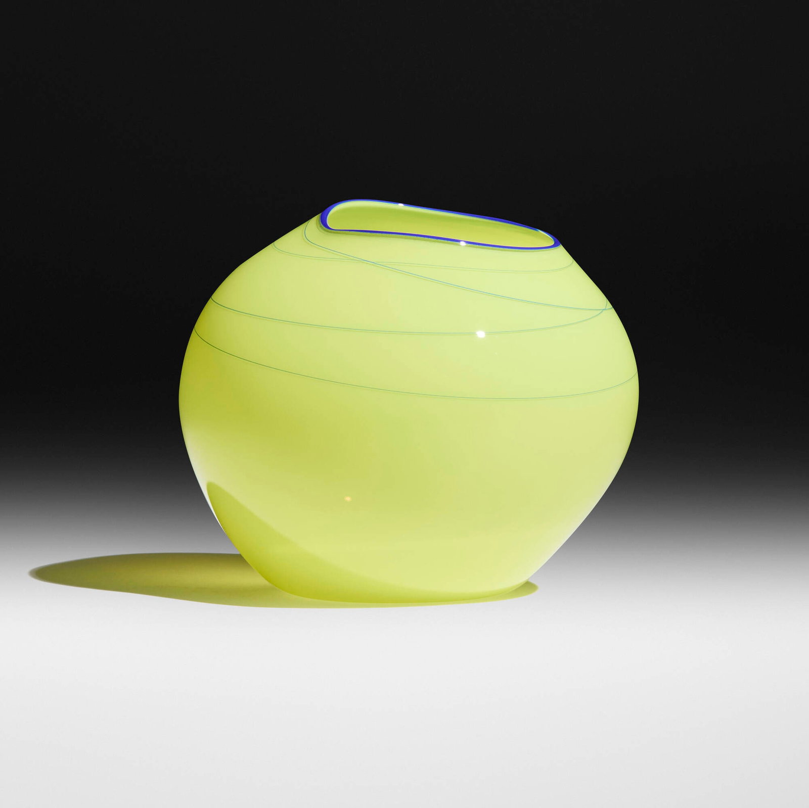 Dale Chihuly, Citron Basket: Dale Chihuly Citron Basket Portland Press 2002 hand-blown glass 7 h x 7.25 w x 7.25 d in (18 x 18 x 18 cm) Etched signature and date to underside 'Chihuly PP02'. Sold with the original