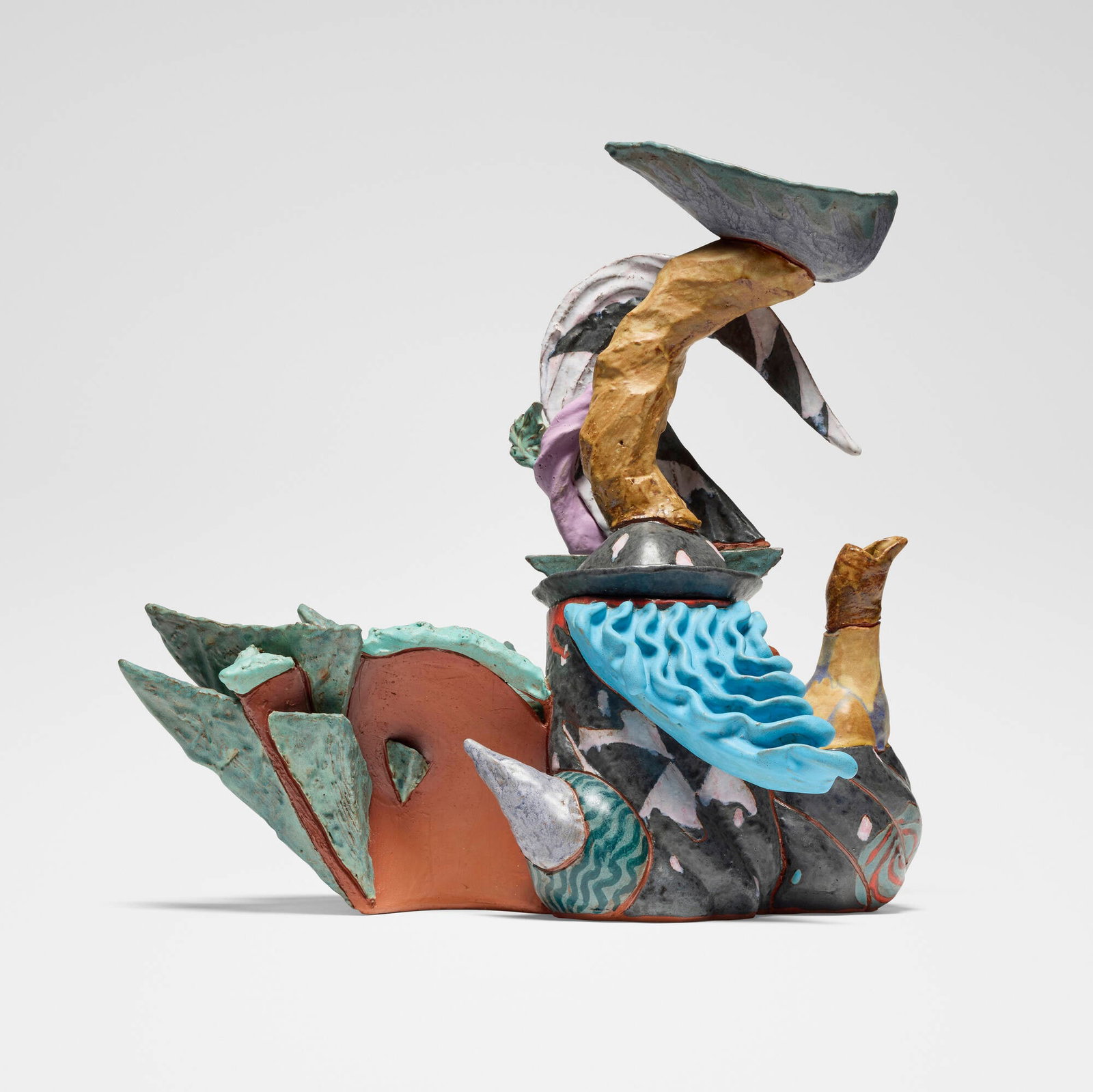 John Rohlfing, Teapot: John Rohlfing Teapot c. 1990 glazed earthenware 23 h x 23 w x 14 d in (58 x 58 x 36 cm) This work will ship from Los Angeles, California.