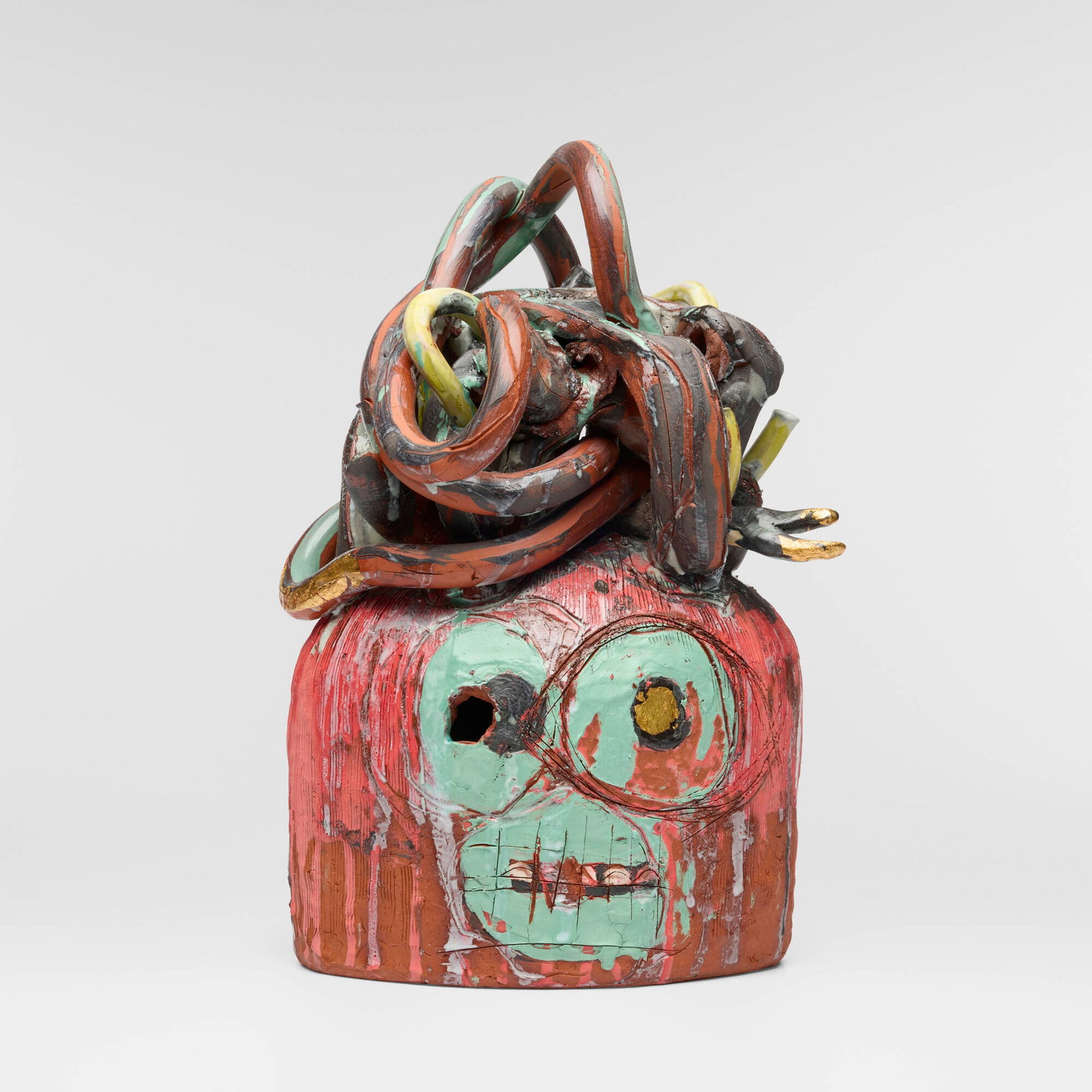 Renata Cassiano-Alvarez, Unobvious: Renata Cassiano-Alvarez Unobvious 2020 glazed earthenware, gold leaf 15.25 h x 10.25 w x 9 d in (39 x 26 x 23 cm) Exhibited: Consumed by the Gospel of Uncertainty, 15 February - 7 March 2020, Lacoste