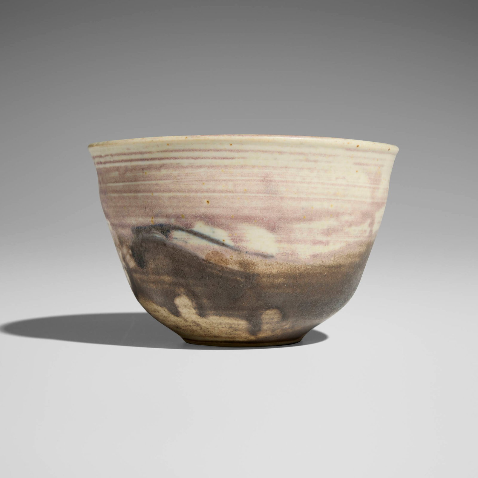 Toshiko Takaezu, Tea bowl: Toshiko Takaezu Tea bowl c. 1995 glazed porcelain 3.25 h x 4.75 w x 4.5 d in (8 x 12 x 11 cm) Incised signature to underside 'TT'. Provenance: Private Collection, California This work will ship from