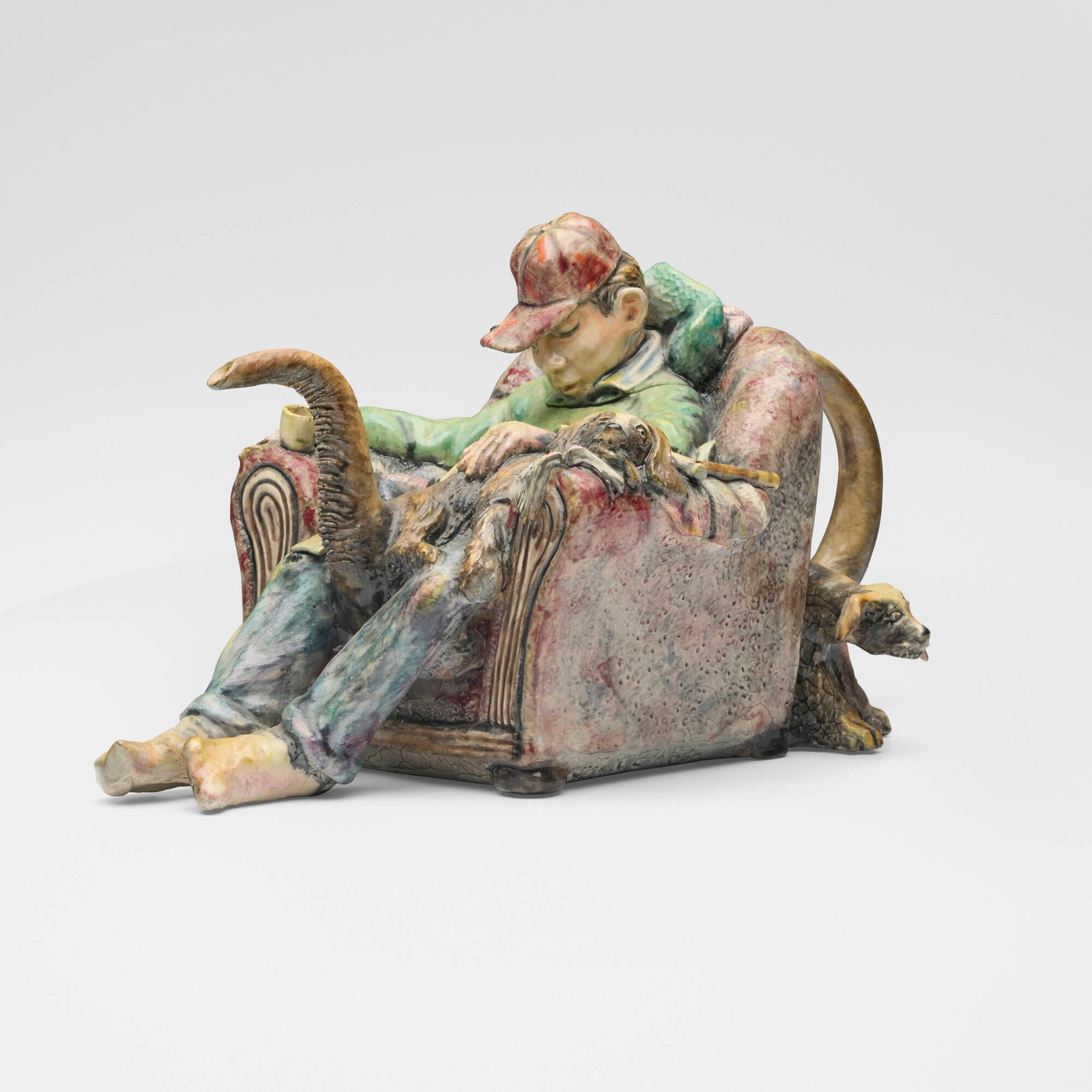 Jack Earl, Untitled (figural teapot with dogs): Jack Earl Untitled (figural teapot with dogs) 1993 glazed porcelain 6.75 h x 12.25 w x 8 d in (17 x 31 x 20 cm) Incised signature and date near base 'Jack Earl 1993 Ohio, USA'. This work wil