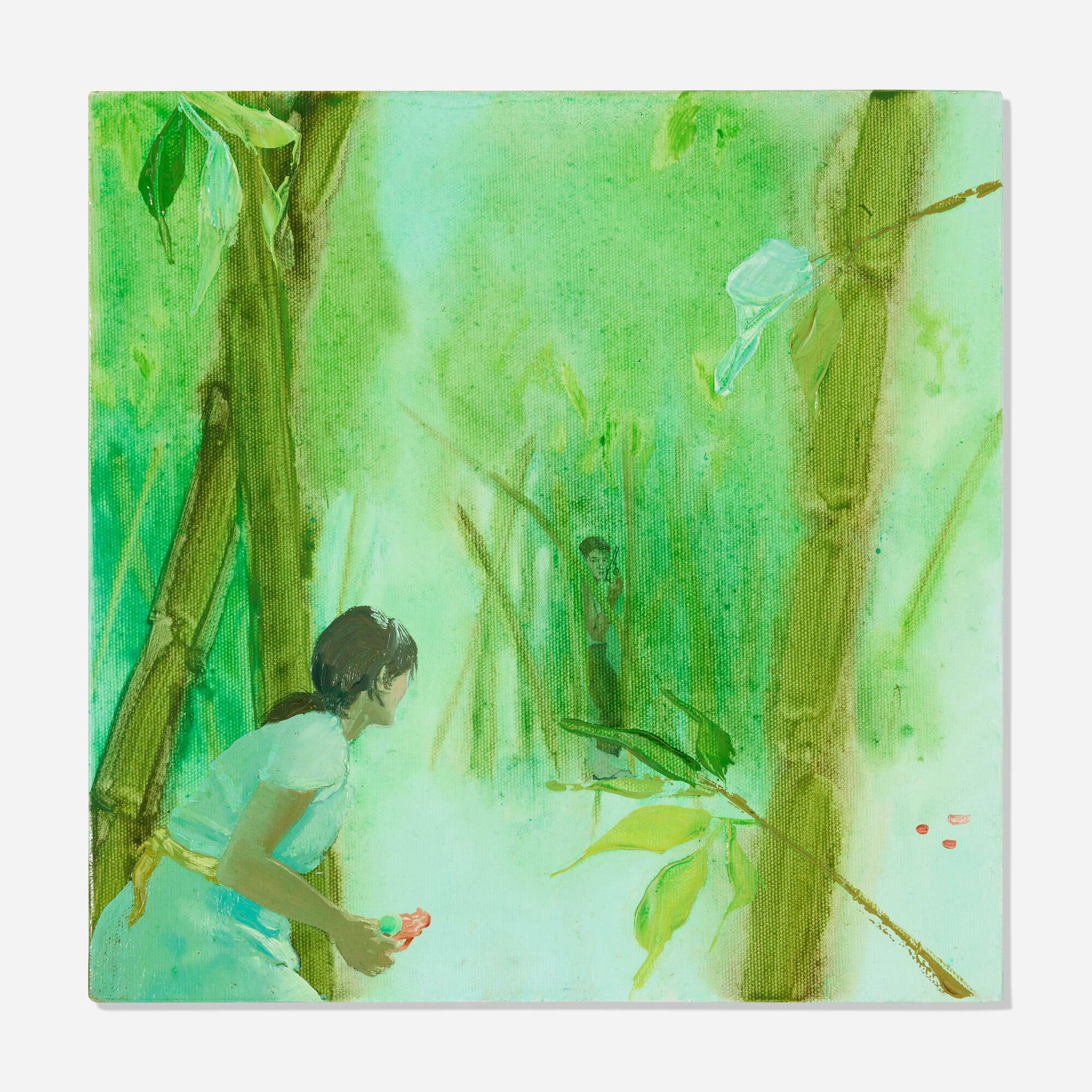 Laura Ball, Bamboo Hunt (At the Huntington): Laura Ball Bamboo Hunt (At the Huntington) 2006 watercolor and acrylic on canvas 12 h x 12 w x 1.5 d in (30 x 30 x 4 cm) Signed, titled and dated to verso 'L Ball 2006 Bamboo Hunt (At the