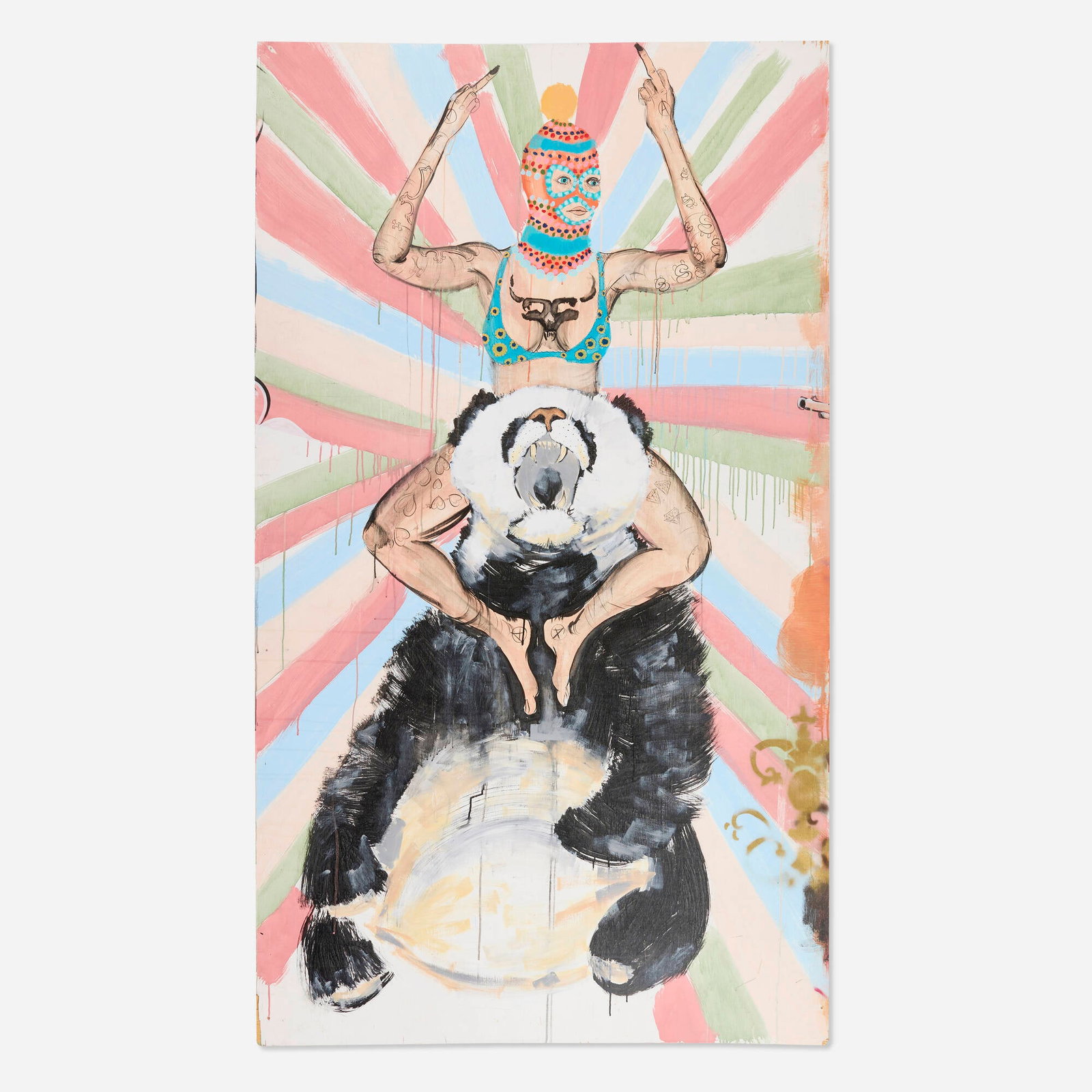 Kelsey Brookes, Punk Panda: Kelsey Brookes Punk Panda 2006 acrylic, spray paint and ink on panel 84.125 h x 48 w in (214 x 122 cm) Provenance: Private Collection, California This work will ship from Los Angeles,
