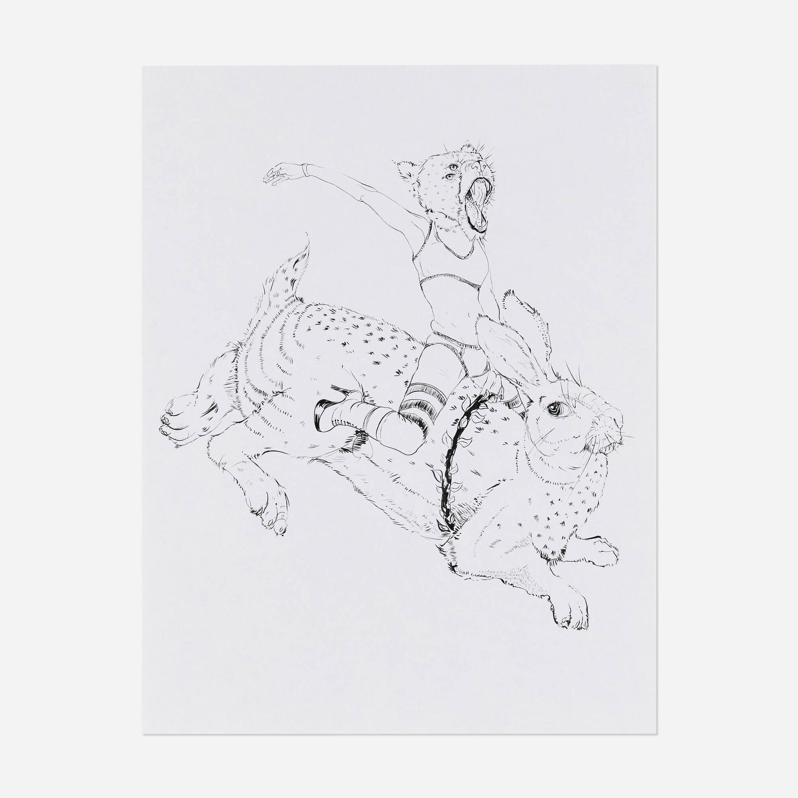 Kelsey Brookes, Bronco Bunny: Kelsey Brookes Bronco Bunny 2006 ink on paper 11 h x 8.5 w in (28 x 22 cm) This work will ship from Los Angeles, California.
